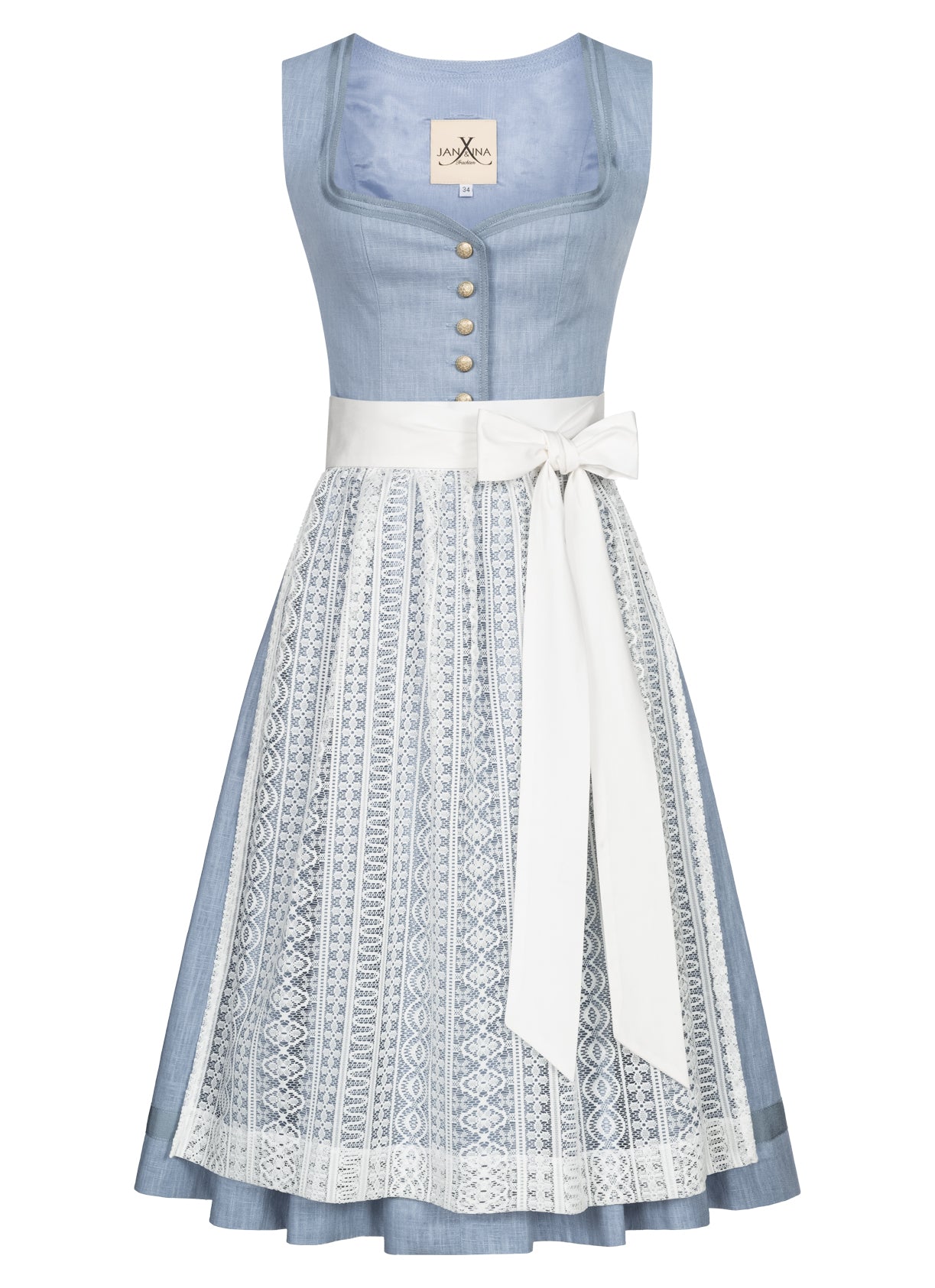 LEINEN HOCHZEITSDIRNDL MONOCHROME LOVE BLEU