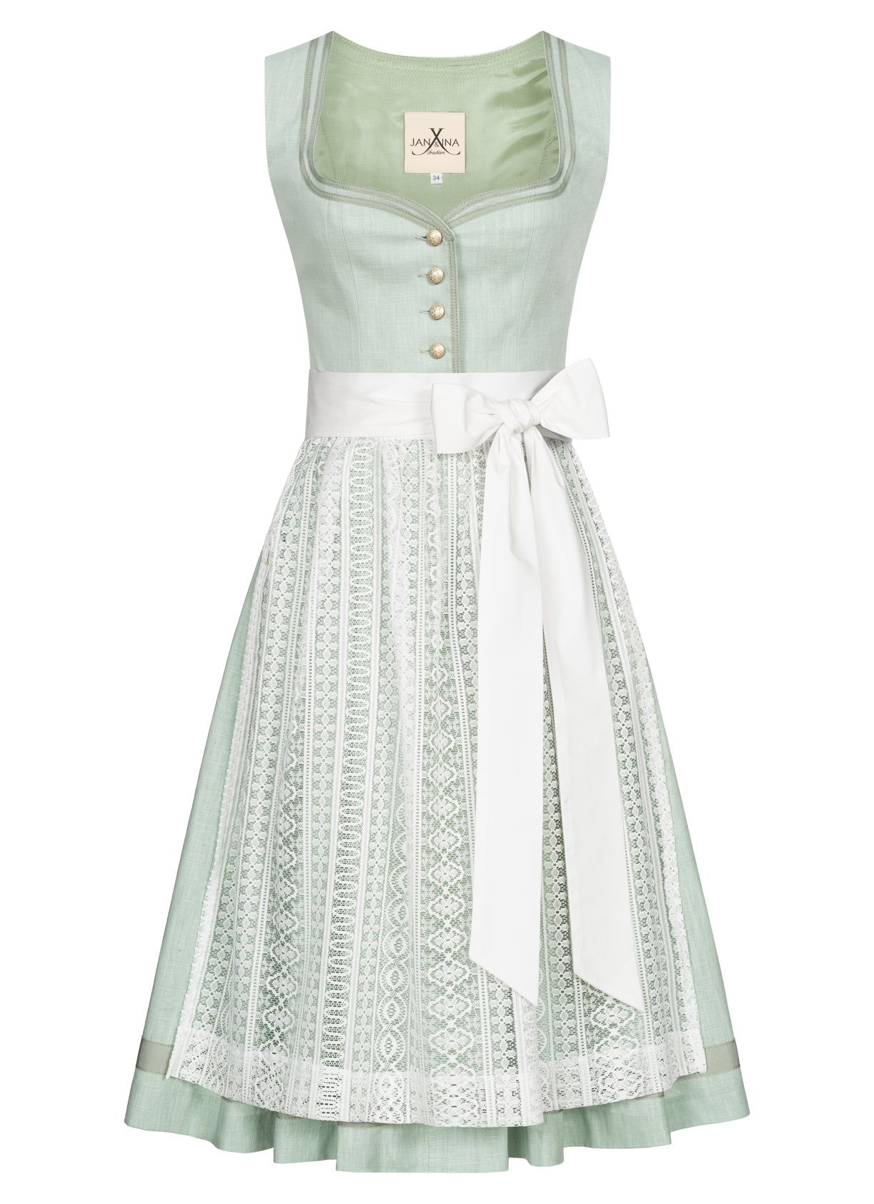 LEINEN HOCHZEITSDIRNDL MONOCHROME LOVE SALBEI