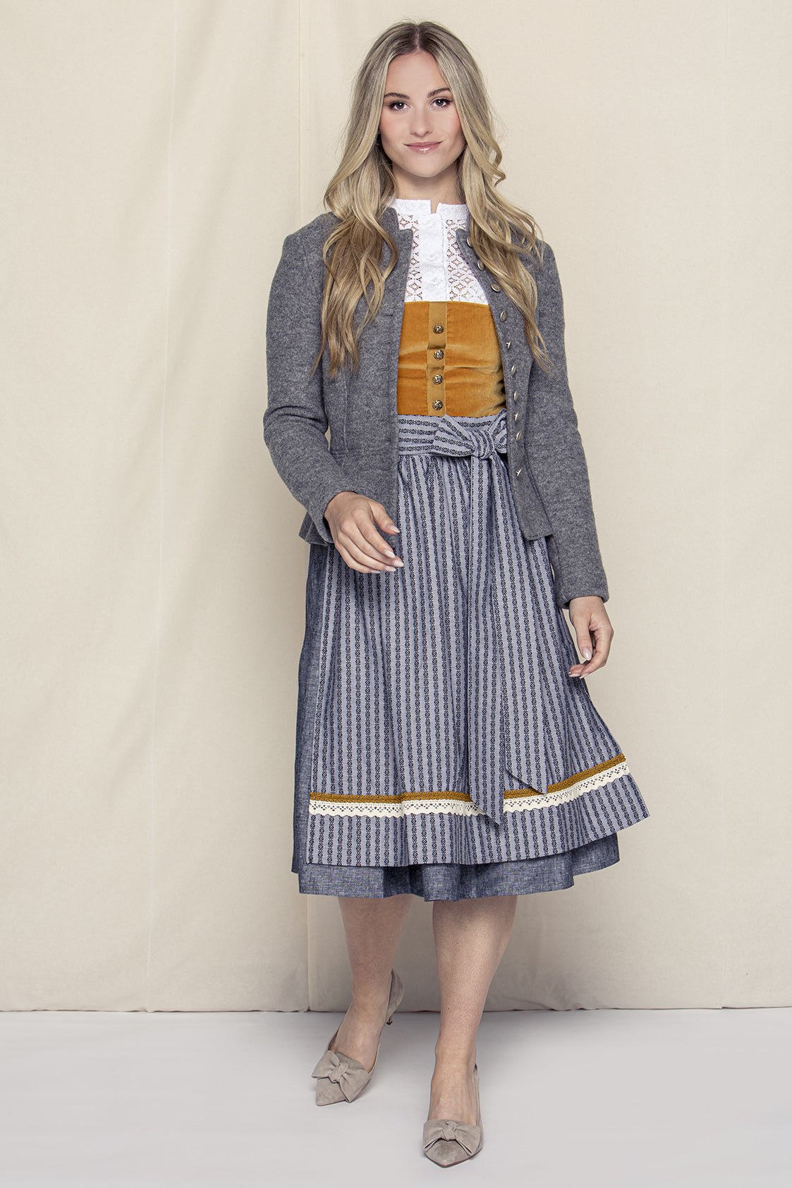 STEHKRAGEN BLAZER VINTAGE WALKLODEN GRAU MELANGE - JAN&INA Trachten