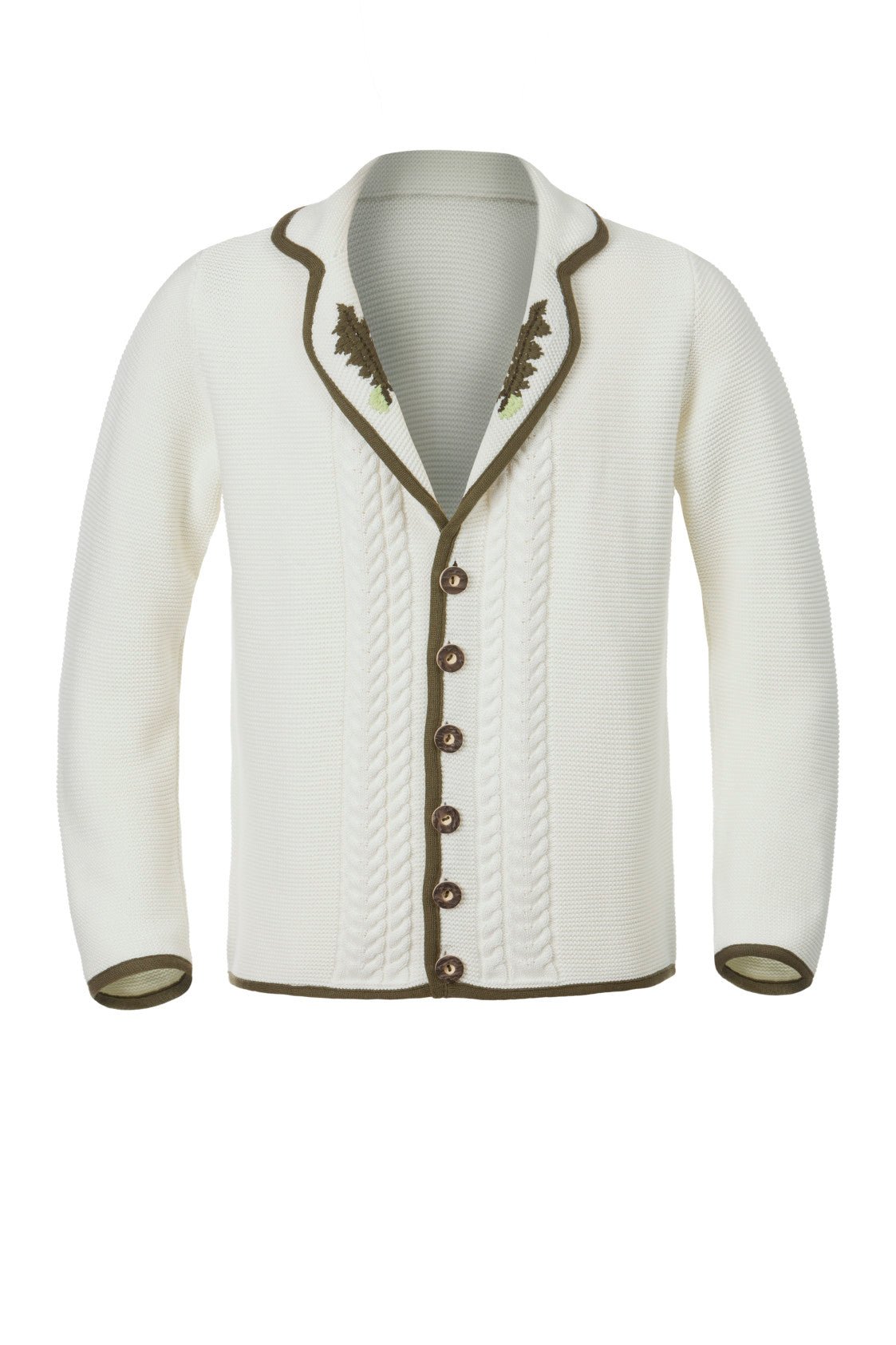 STRICKJACKE TRADITIONAL CREME/OLIV - JAN&INA Trachten