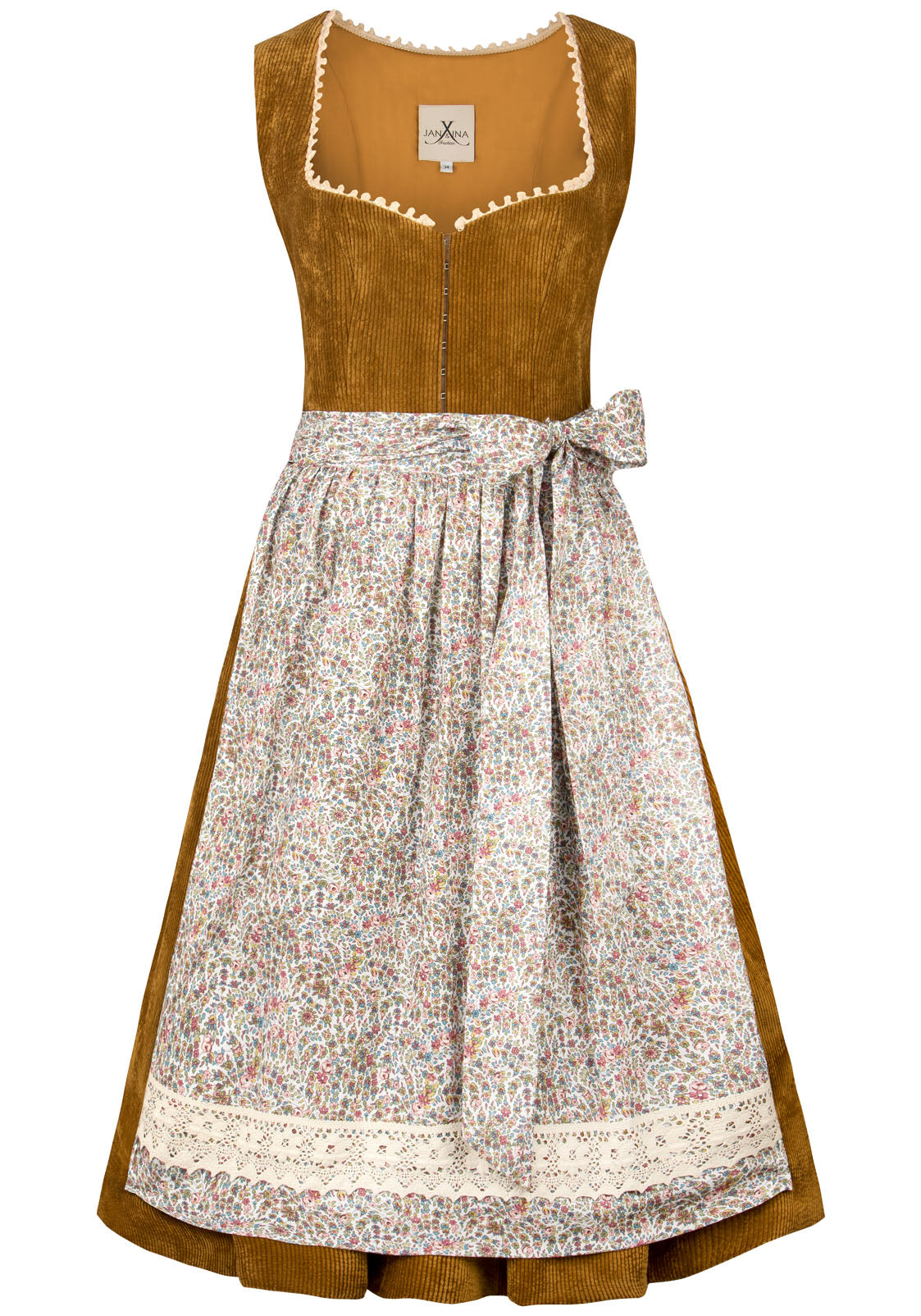 CORD DIRNDL MILLE FLEUR OCKER/ CREME