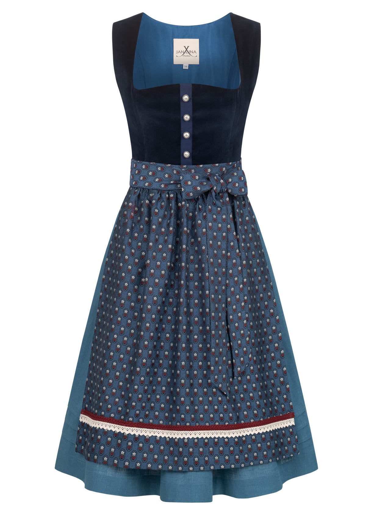 SAMT-JACQUARD DIRNDL MITTERNACHTSBLAU/ JEANS