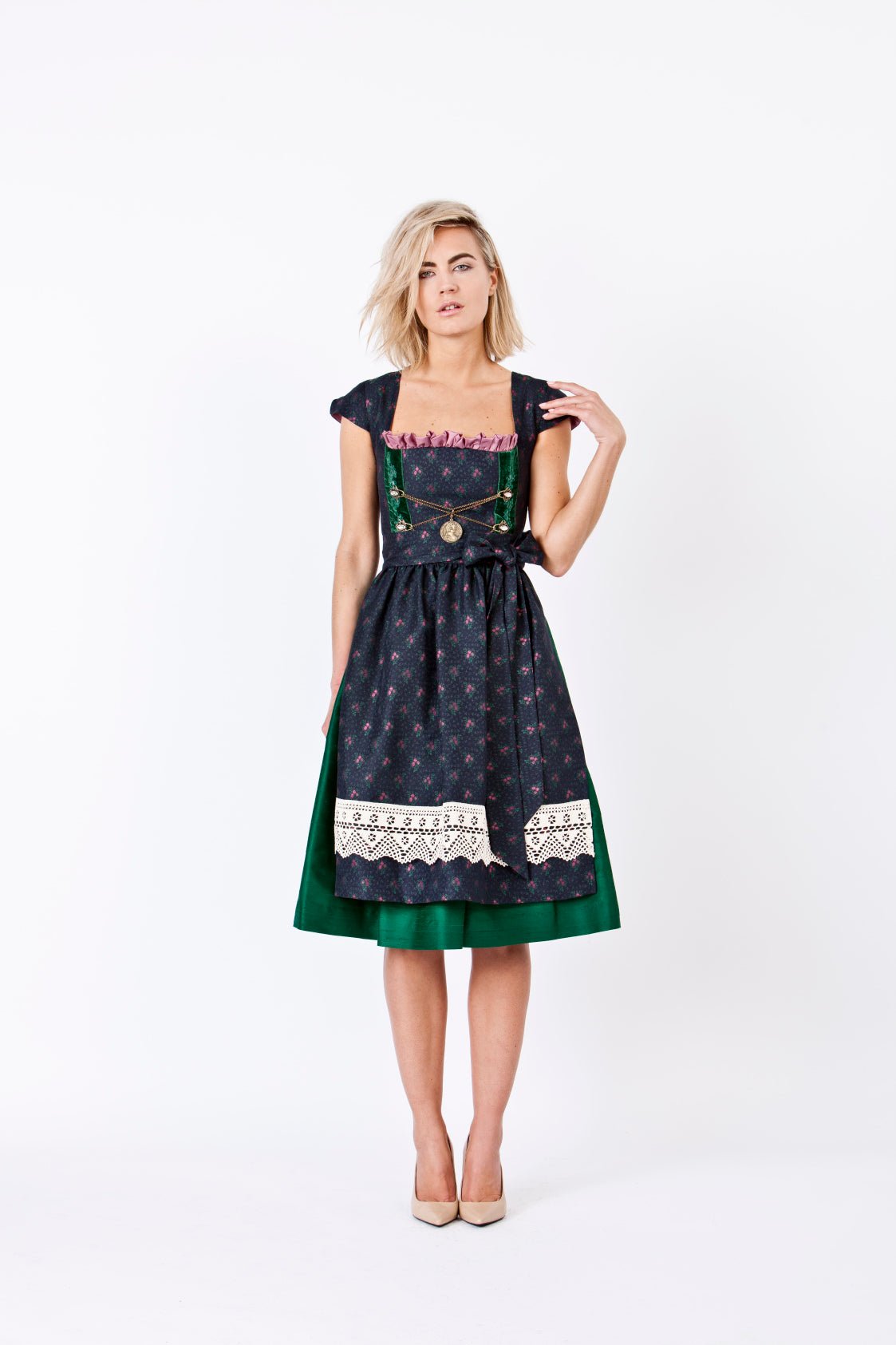 SEIDENDIRNDL PERGOLA KÖNIGSBLAU/TANNE - JAN&INA Trachten
