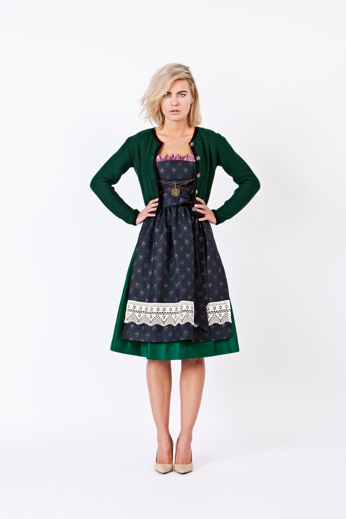 SEIDENDIRNDL PERGOLA KÖNIGSBLAU/TANNE - JAN&INA Trachten