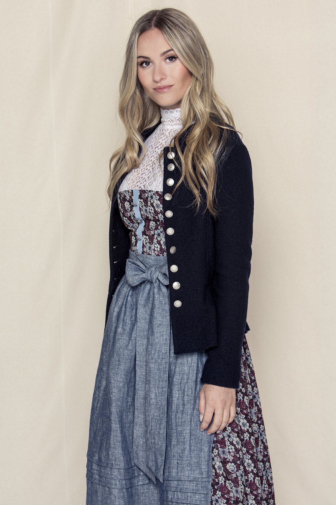 STEHKRAGEN BLAZER VINTAGE WALKLODEN NAVY - JAN&INA Trachten