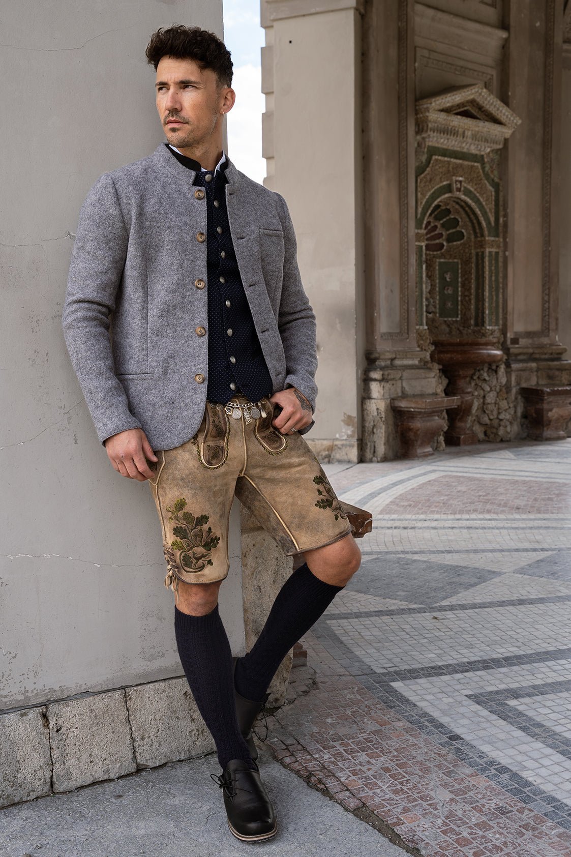 TRACHTENJACKE WALKLODEN GRAU MELANGE - JAN&INA Trachten