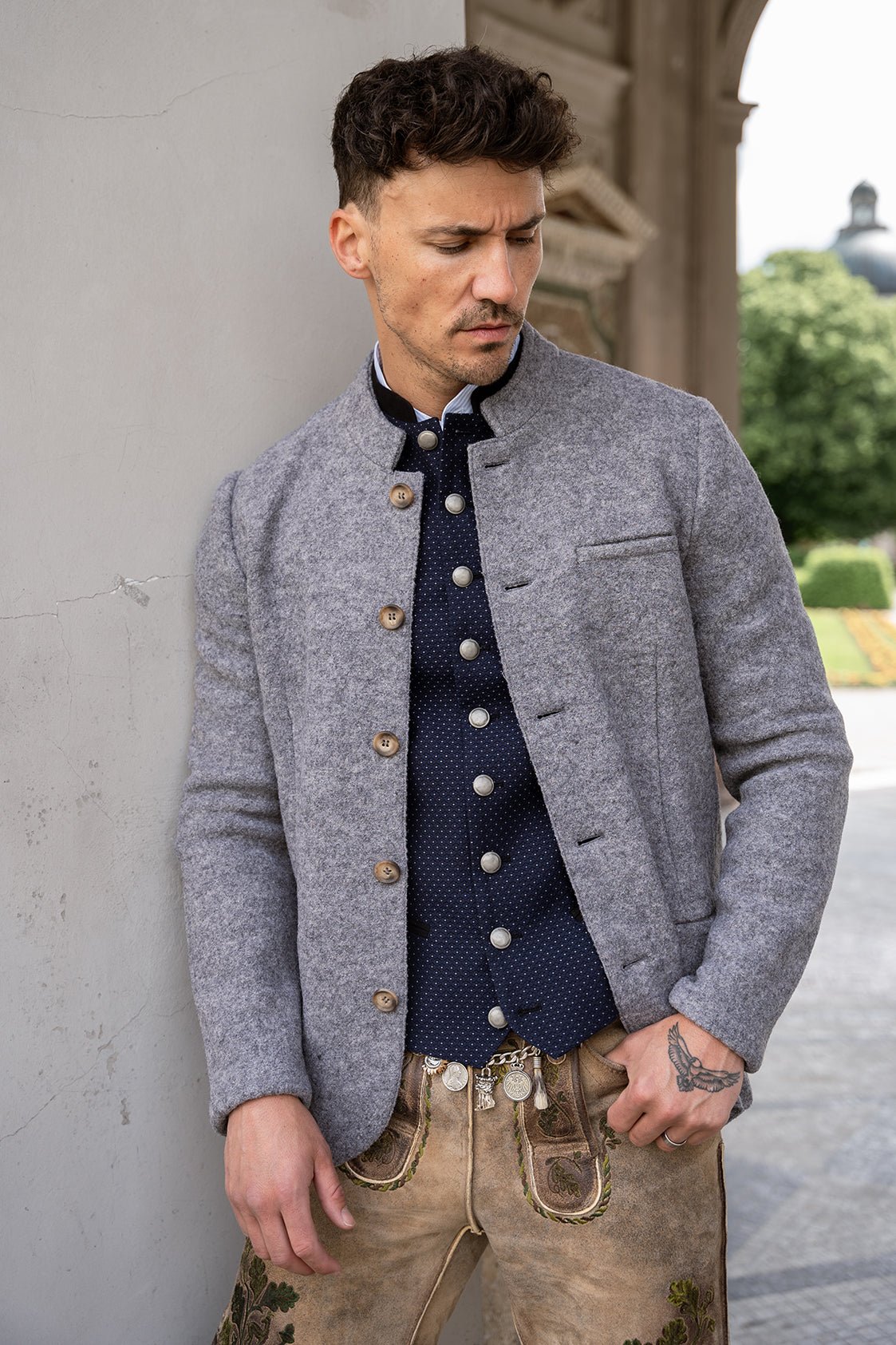 TRACHTENJACKE WALKLODEN GRAU MELANGE - JAN&INA Trachten