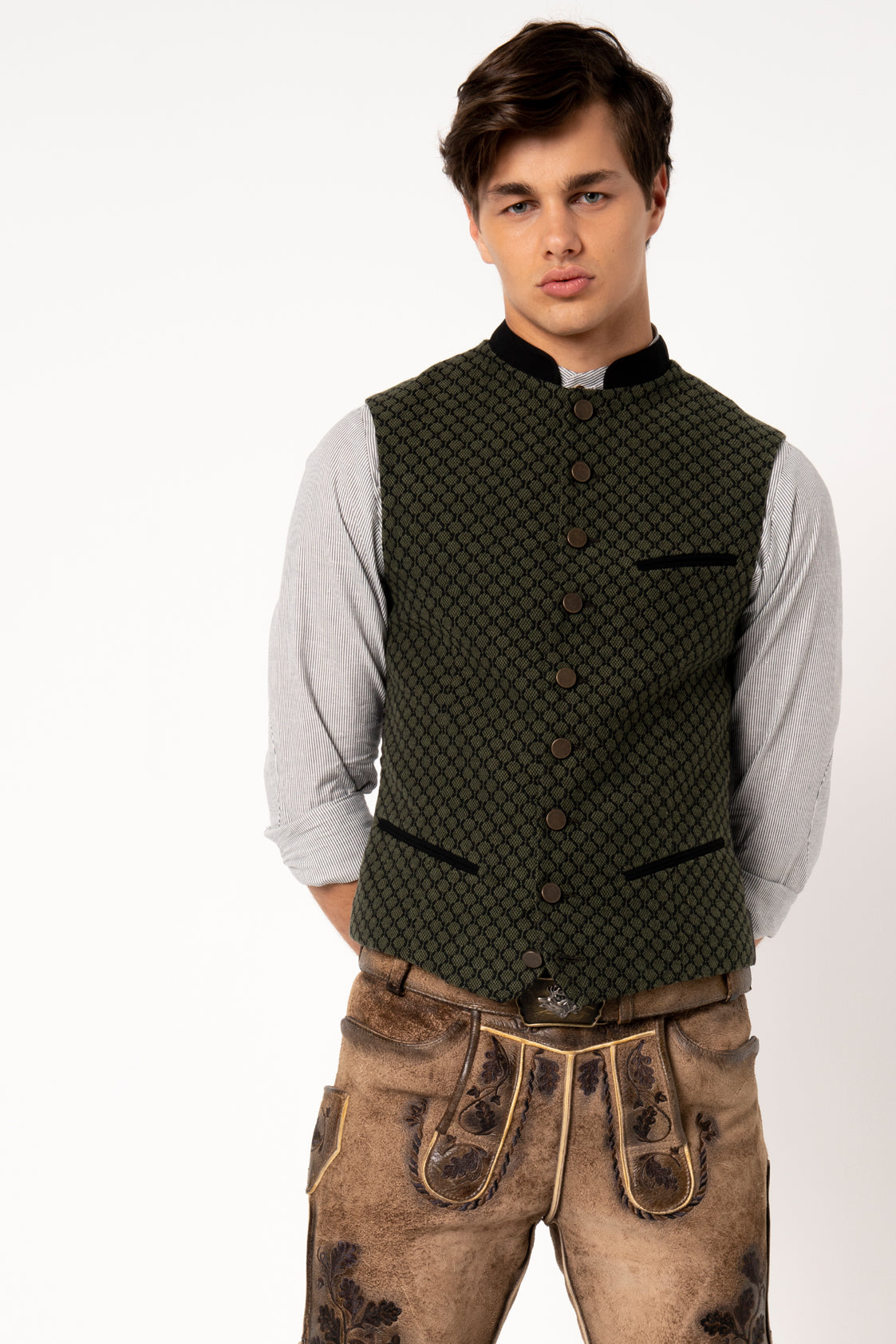 TRACHTENWESTE STEHKRAGEN OCTAGON OLIVGRÜN