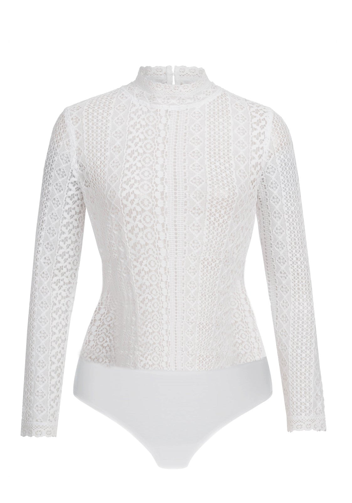 TRACHTENBODY HÄKELSPITZE STEHKRAGEN LANGARM WEISS - JAN&INA Trachten