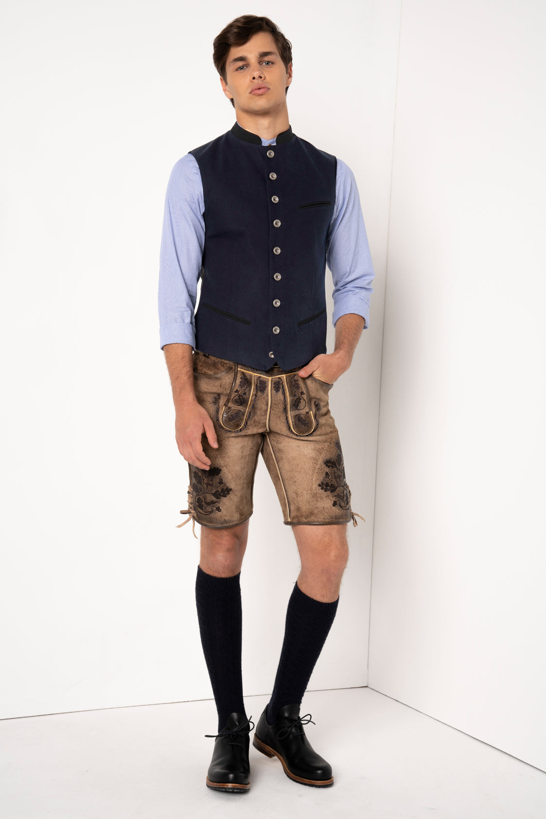 TRACHTENHEMD SLIMFIT NADELSTREIFEN BLAU