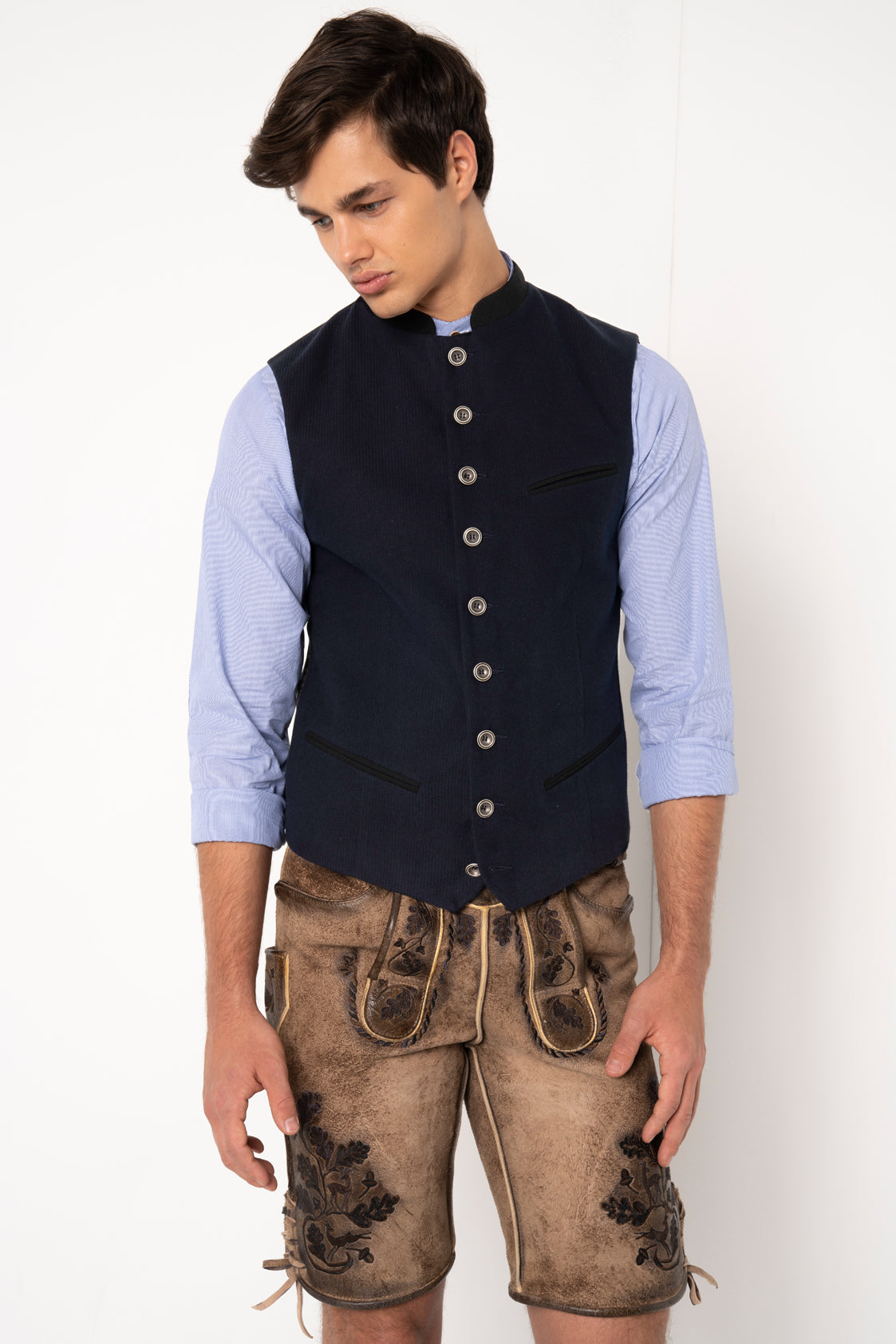 TRACHTENHEMD SLIMFIT NADELSTREIFEN BLAU