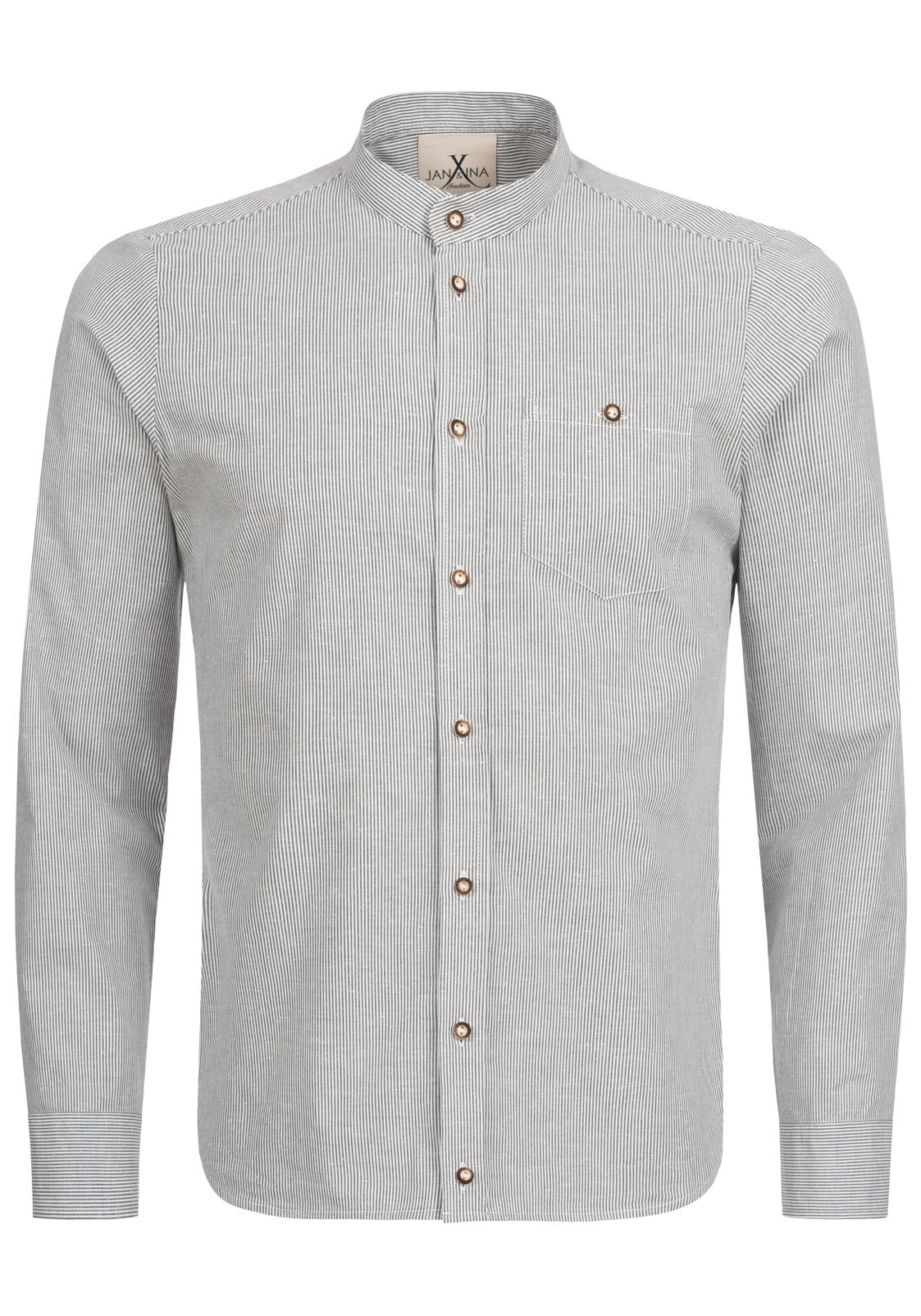 TRACHTENHEMD SLIMFIT NADELSTREIFEN CREME/ GRAU - JAN&INA Trachten