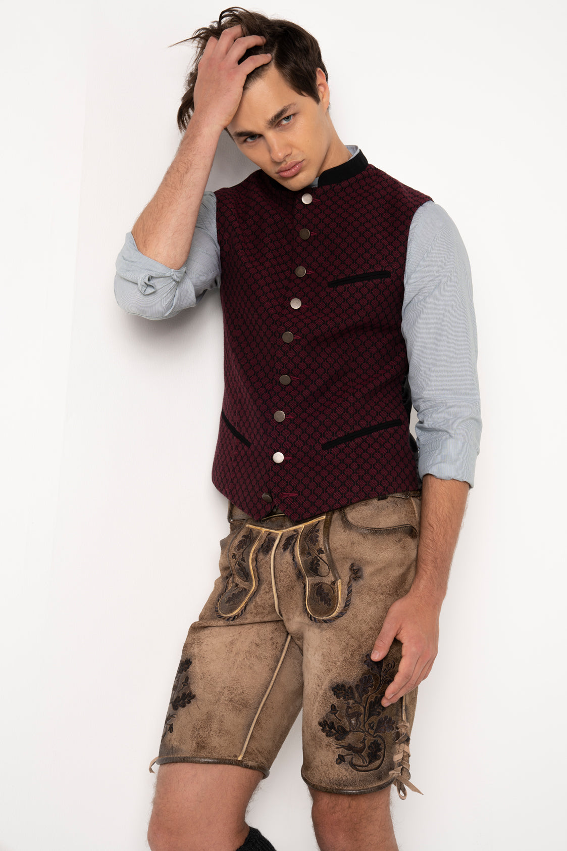 TRACHTENWESTE STEHKRAGEN OCTAGON ZIEGELROT