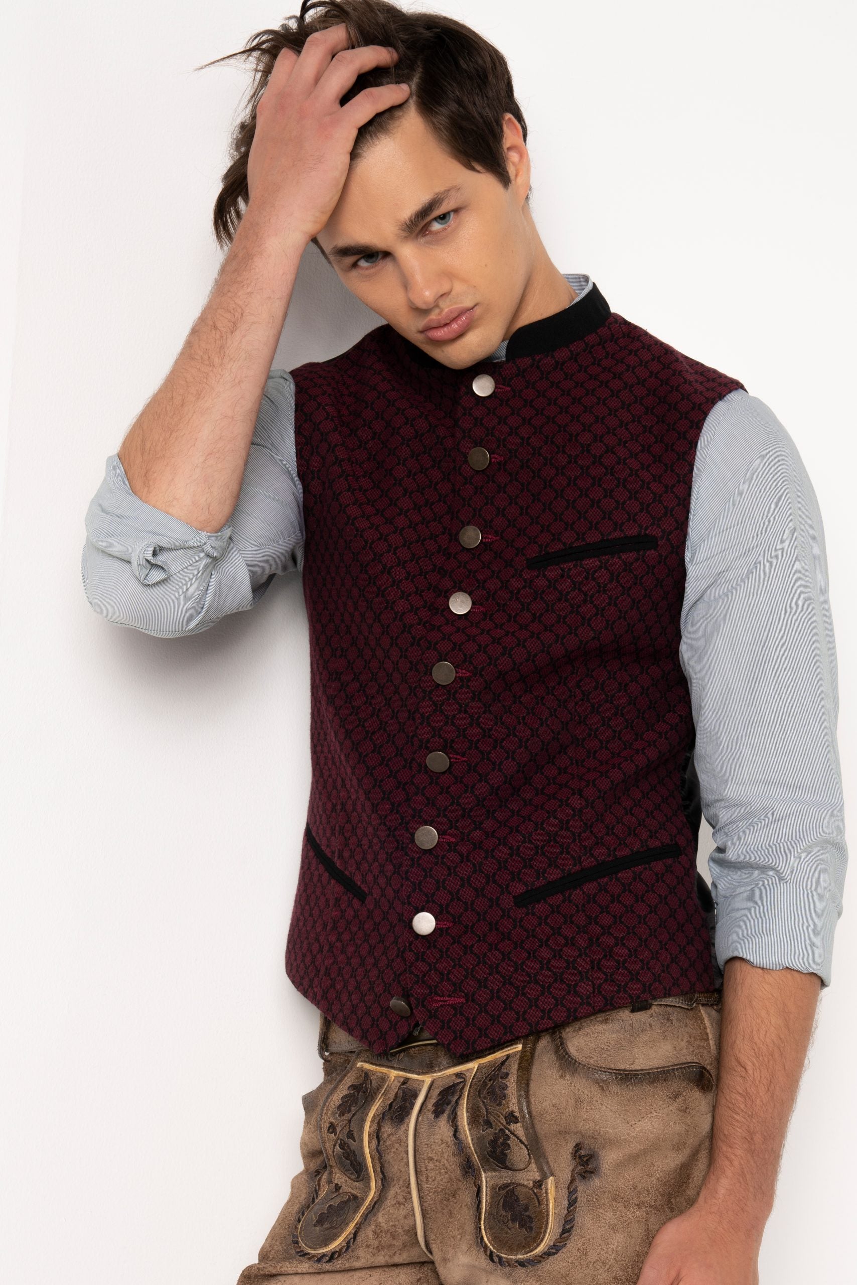 TRACHTENWESTE STEHKRAGEN OCTAGON ZIEGELROT