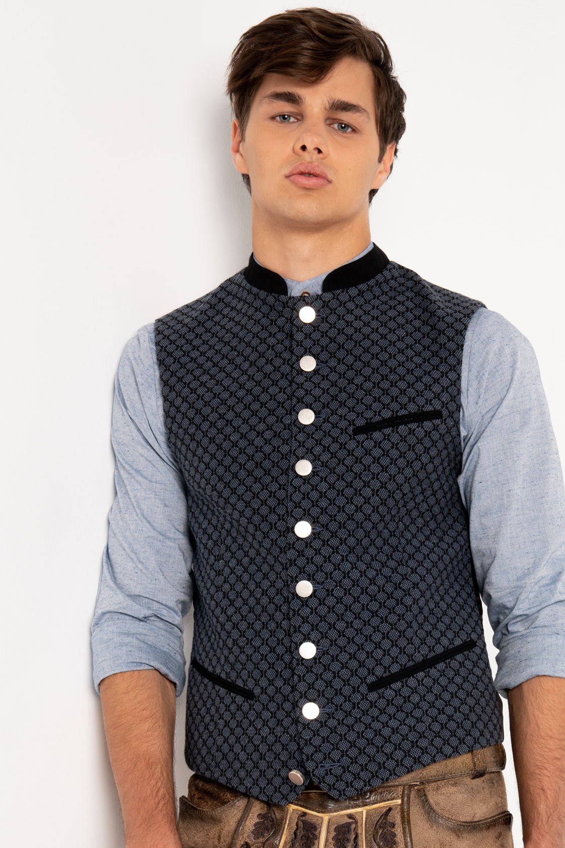 TRACHTENHEMD SLIMFIT HELLBLAU MELANGE - JAN&INA Trachten