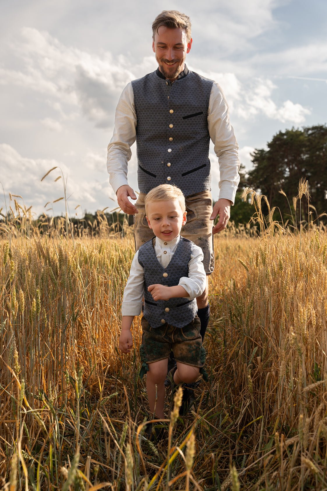 MINI ME KINDER - TRACHTENWESTE PERLMUSTER KHAKI - JAN&INA Trachten