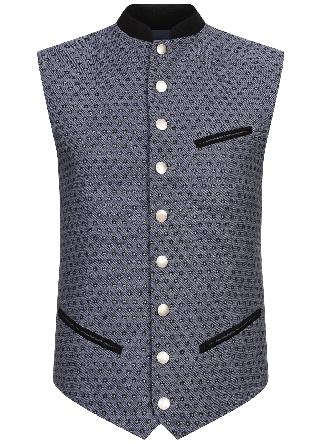 TRACHTENWESTE STEHKRAGEN FLORAL TRADITION HELLBLAU/ GRÜN