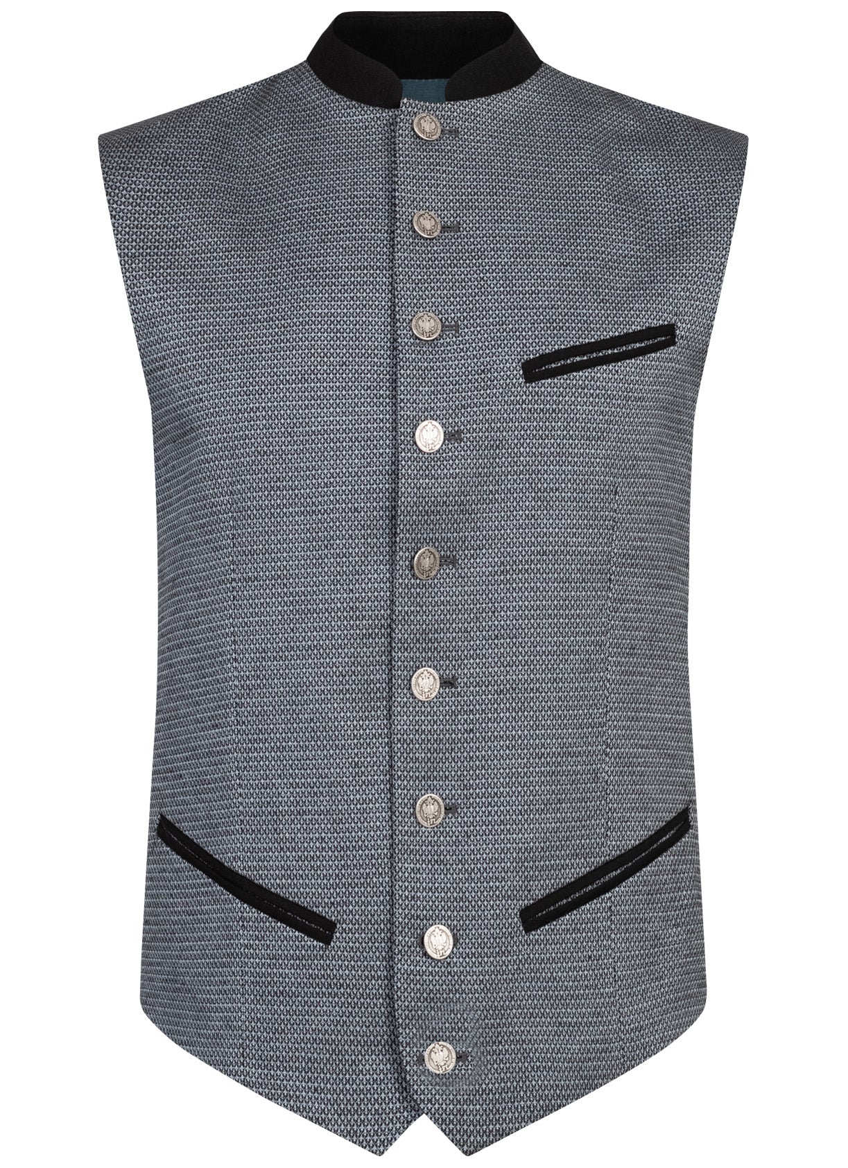 TRACHTENWESTE STEHKRAGEN PERLMUSTER TAUBENBLAU/ SCHWARZ