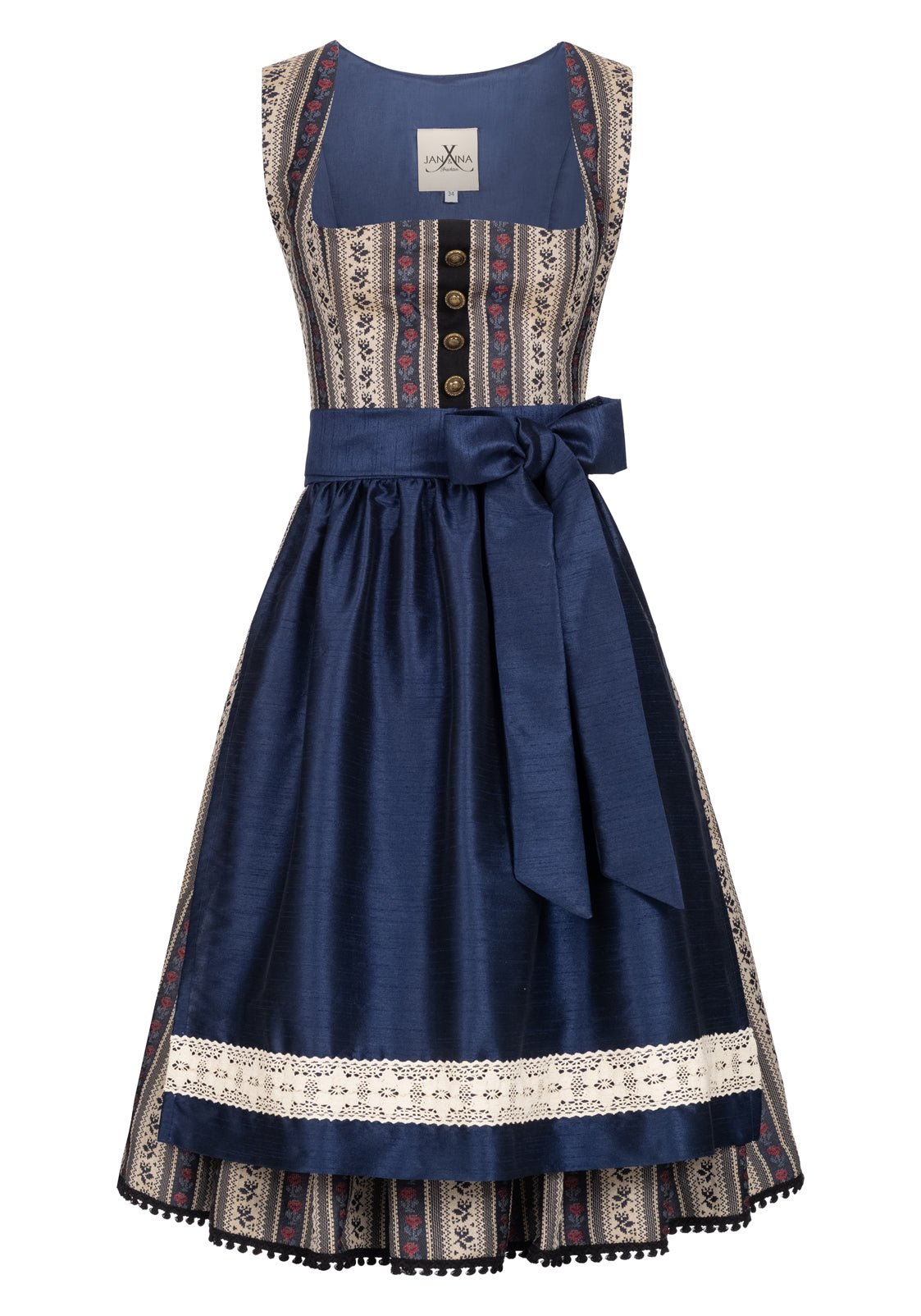 DIRNDL VINTAGE GOBELIN FLORAL STRIPES SCHWARZ - JAN&INA Trachten