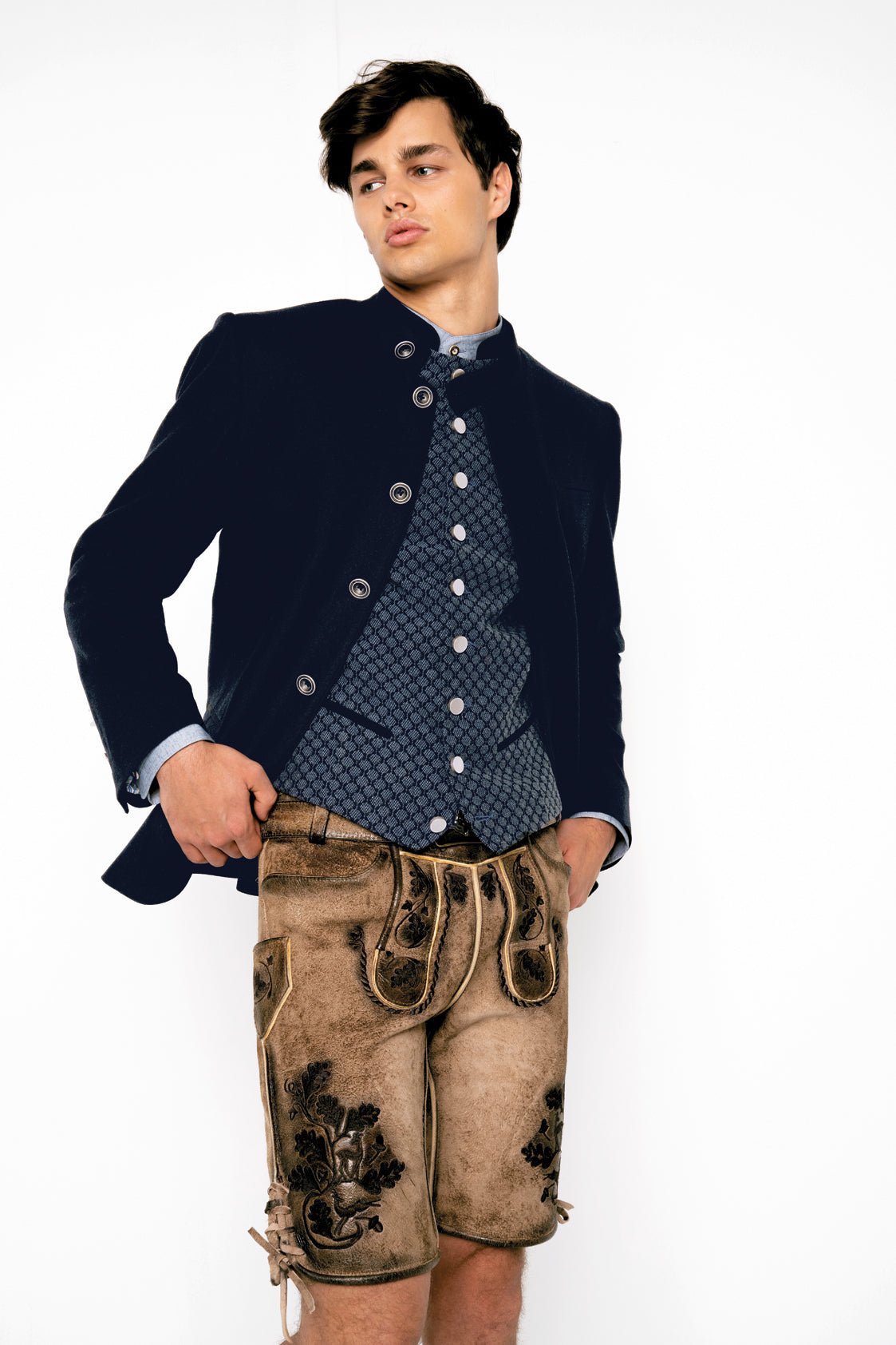 TRACHTENWESTE STEHKRAGEN OCTAGON GRAUBLAU