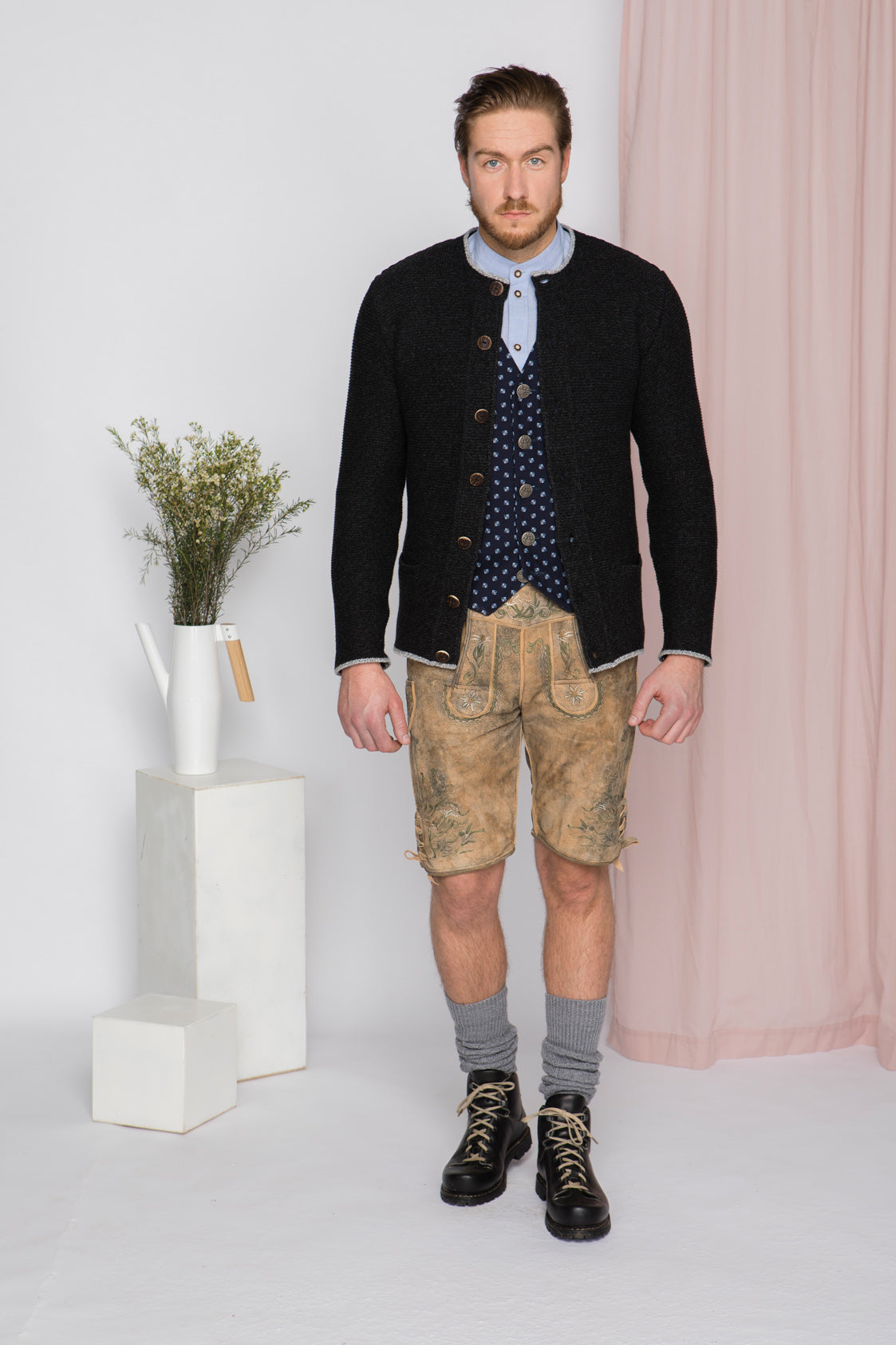 STRICKJACKE PETER MIT STEHKRAGEN ANTHRAZIT/ GRAU