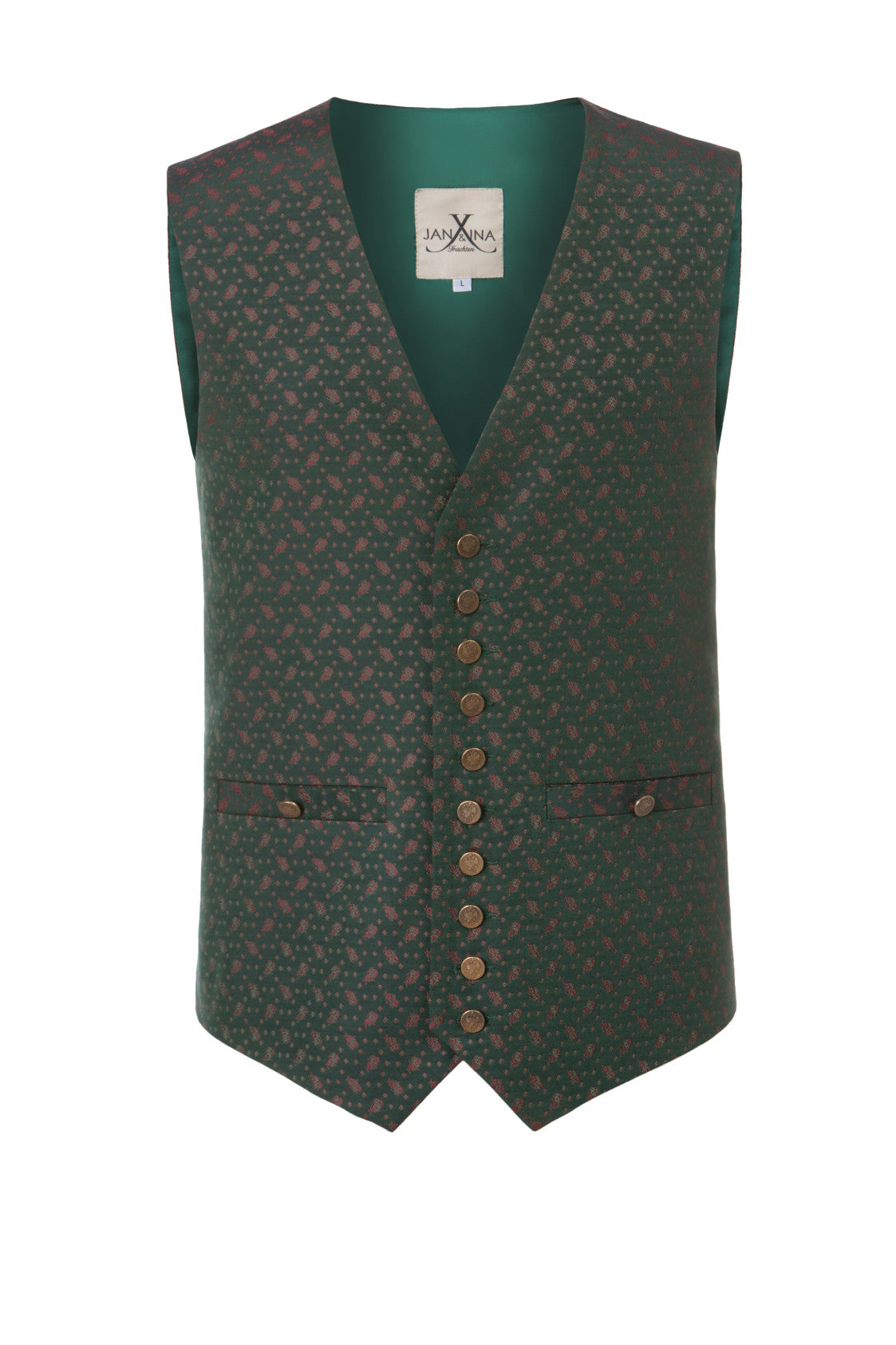 JACQUARDWESTE FLOWERS WALDGRÜN