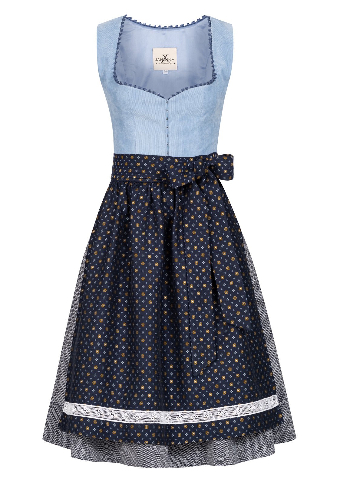 CORD DIRNDL FLORAL DOTS HELLBLAU/ HONIG - JAN&INA Trachten