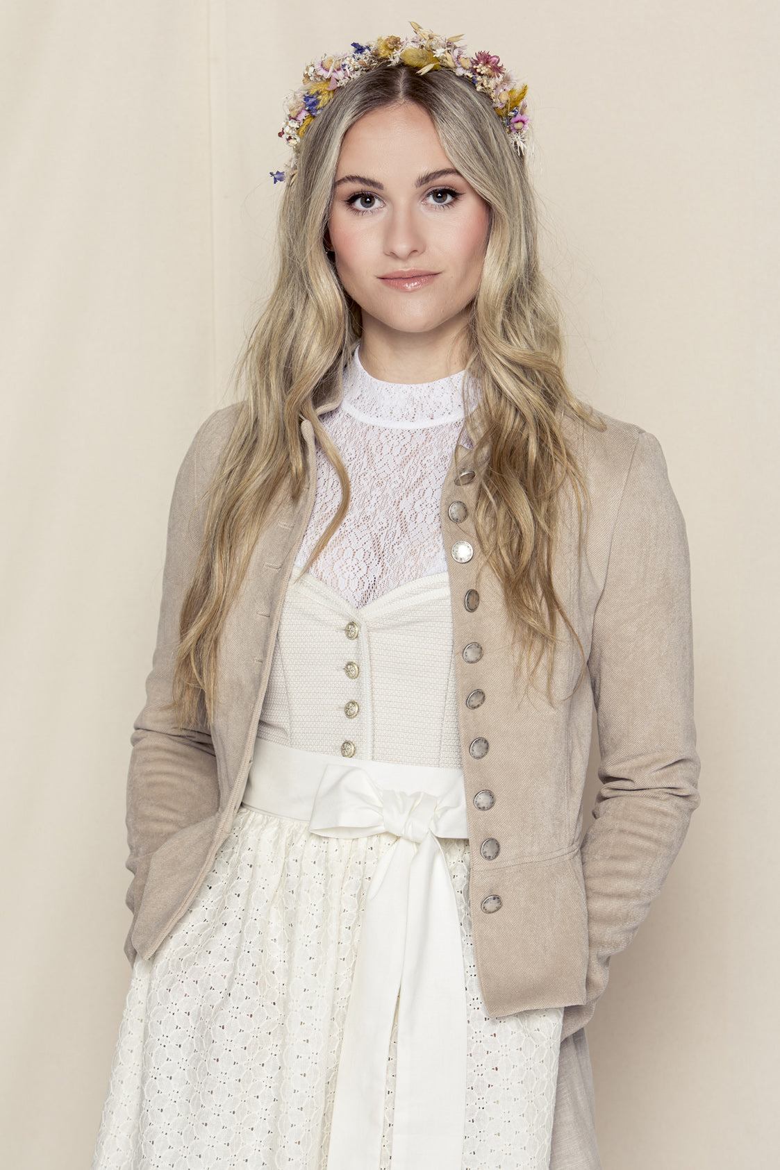 STEHKRAGEN BLAZER STRETCH TWILL TAUPE