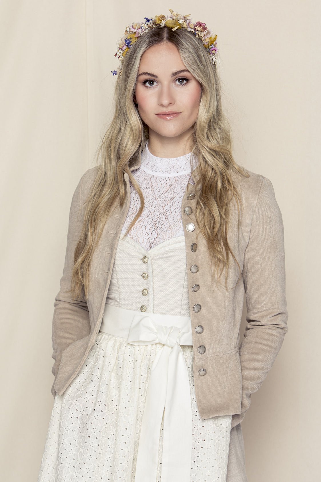 STEHKRAGEN BLAZER STRETCH TWILL TAUPE - JAN&INA Trachten