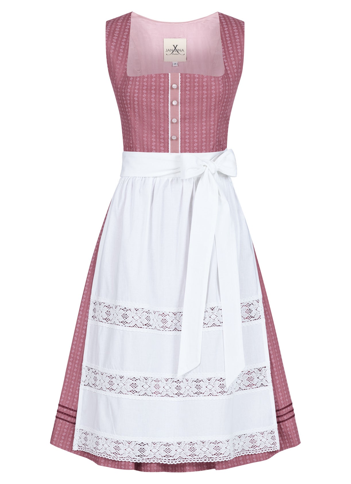 BW DIRNDL VINTAGE STRIPED FLOWER ROSENHOLZ