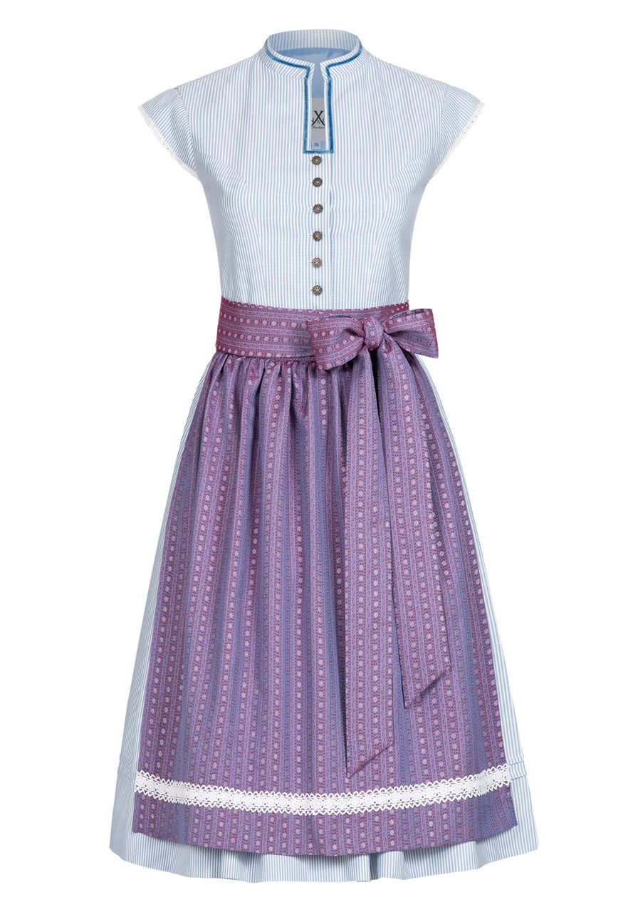 BW DIRNDLKLEID FLORAL STRIPES HIMMELBLAU/VIOLETT