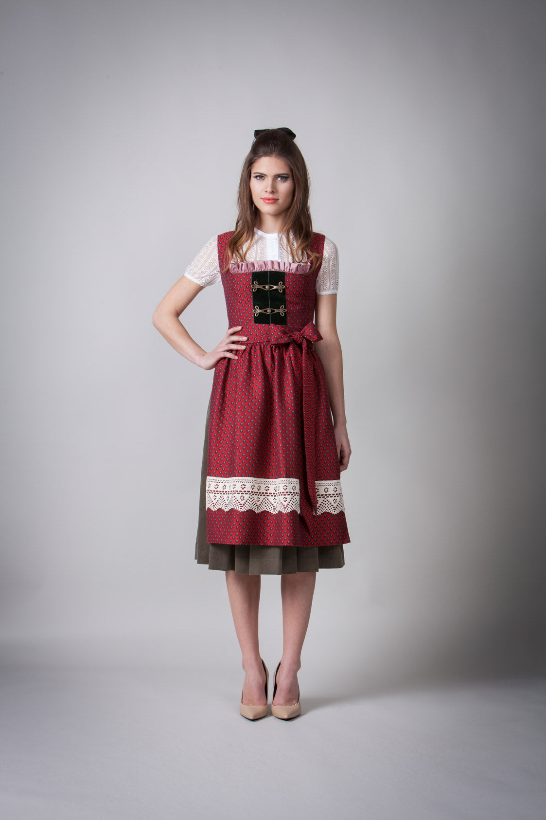 JACQUARD DIRNDL PERGOLA ROT/OLIV