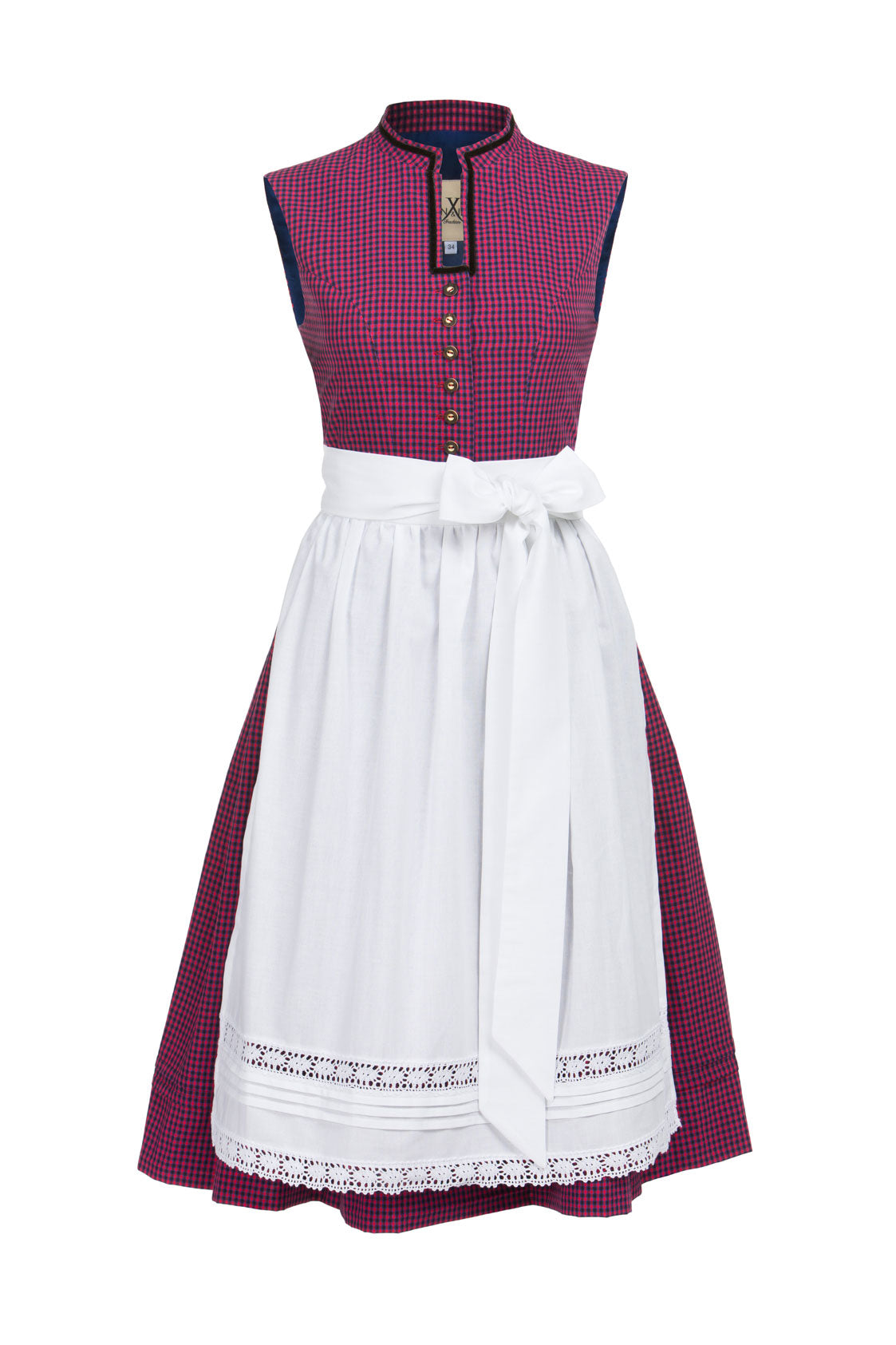 BW DIRNDL VINTAGE KARO STEHKRAGEN BLAU