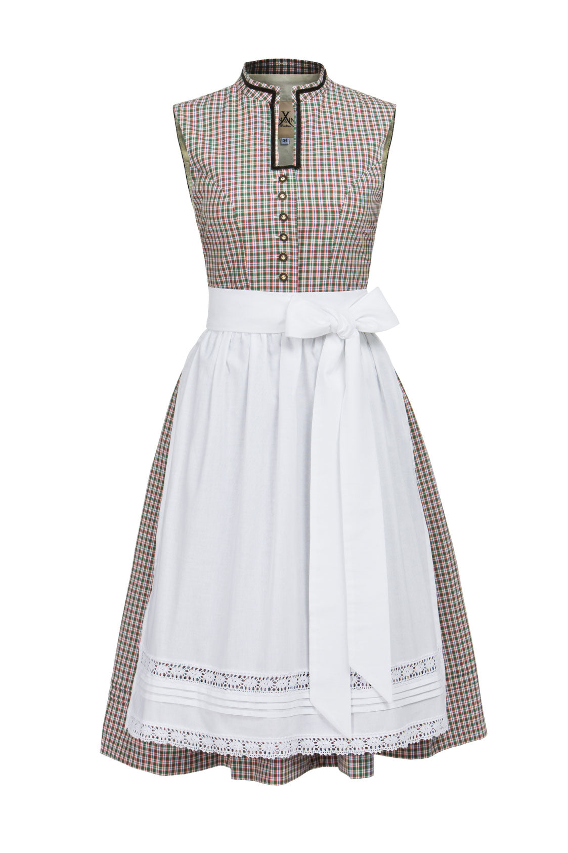 BW DIRNDL VINTAGE KARO STEHKRAGEN GRÜN