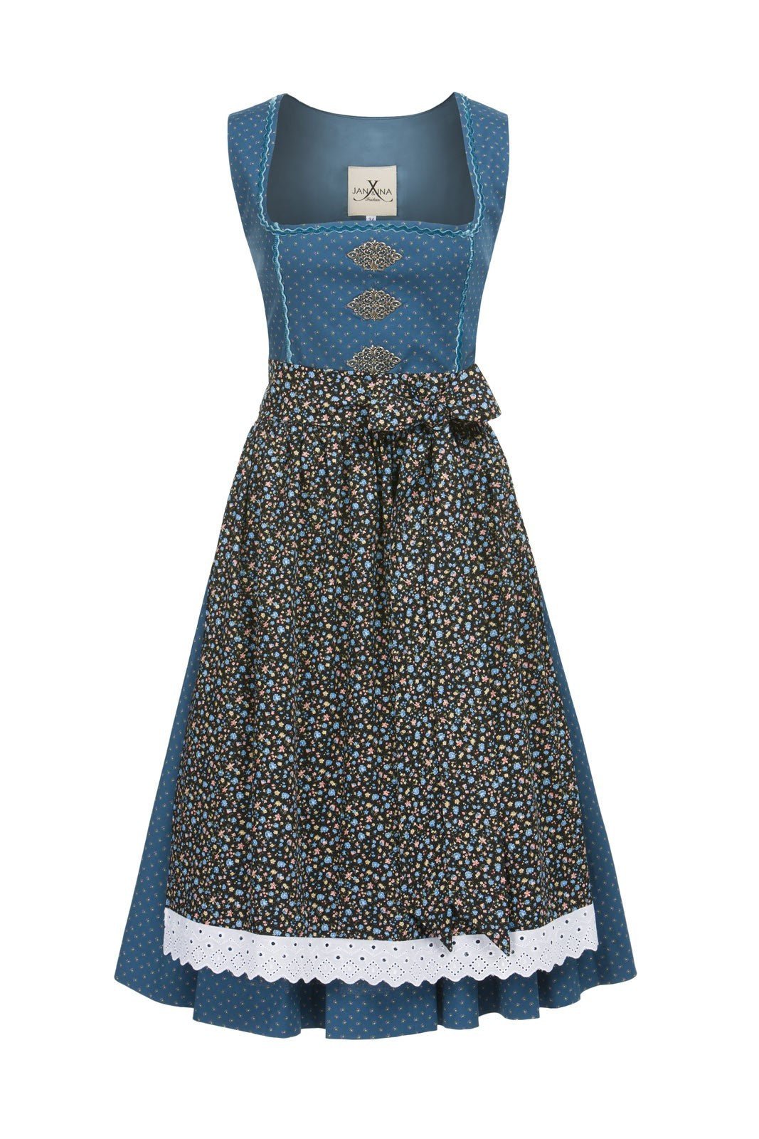 BW DIRNDL VINTAGE FLOWERS PETROL - JAN&INA Trachten
