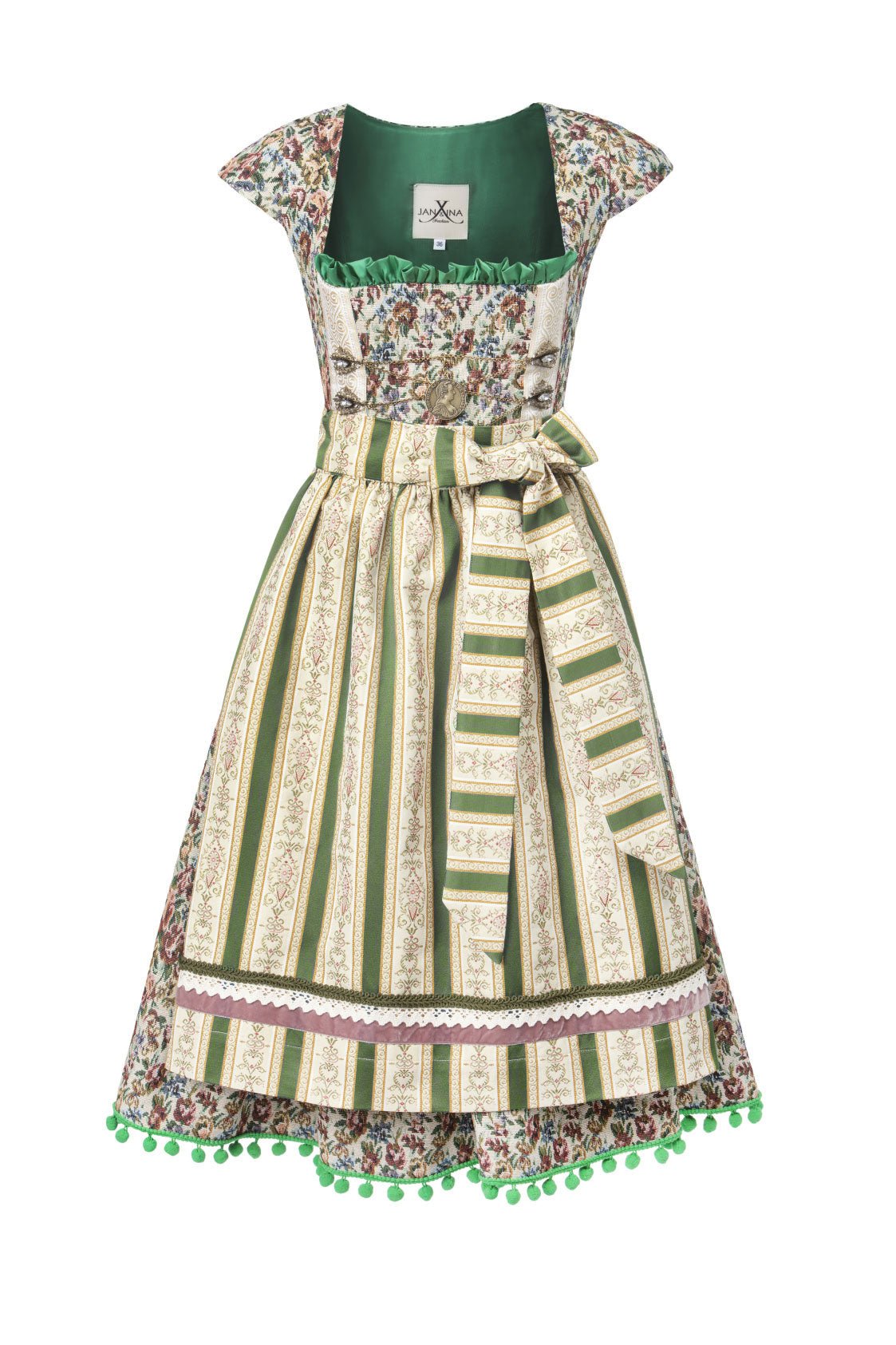 DIRNDL VINTAGE GOBELIN BEIGE/GRASGRÜN - JAN&INA Trachten