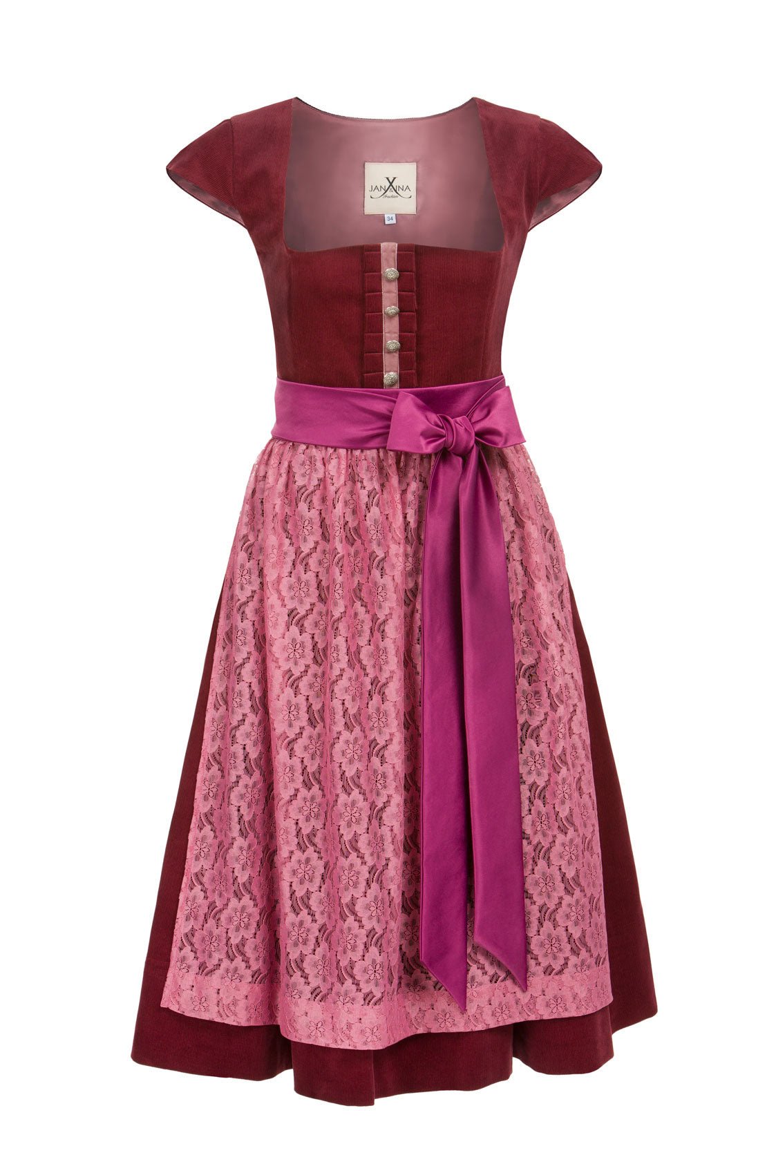 FEINCORD DIRNDL BORDEAUX/ ALTROSA - JAN&INA Trachten