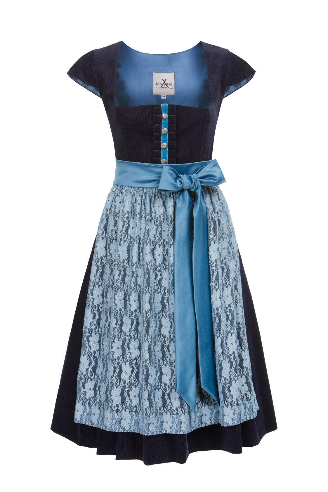 FEINCORD DIRNDL NAVY/ HELLBLAU - JAN&INA Trachten