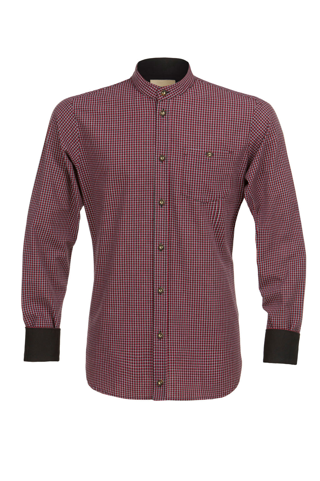 KAROHEMD SLIMFIT SCHWARZ/ ROT