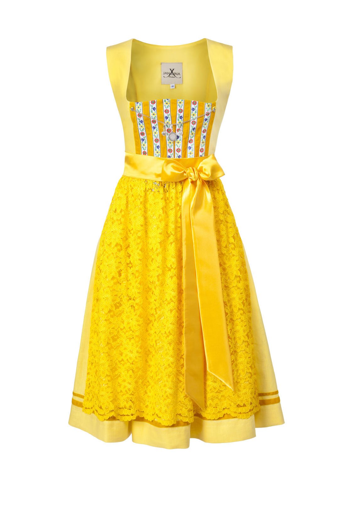 LEINEN DIRNDL TRADITIONAL GELB 65cm - JAN&INA Trachten
