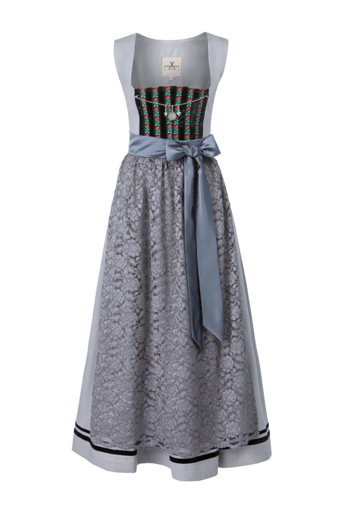 LEINEN DIRNDL TRADITIONAL GRAU 90cm - JAN&INA Trachten