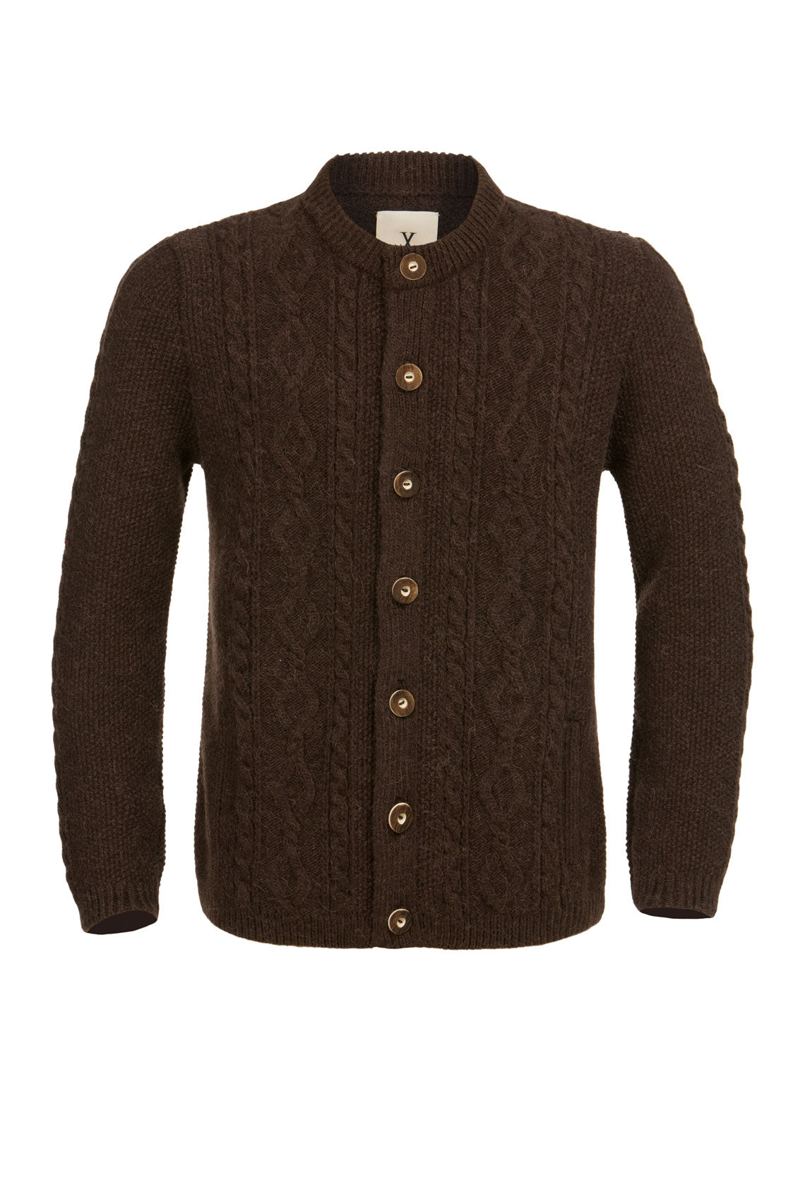 STRICKJACKE HALODRI VINTAGE MIT ZOPF BRAUN