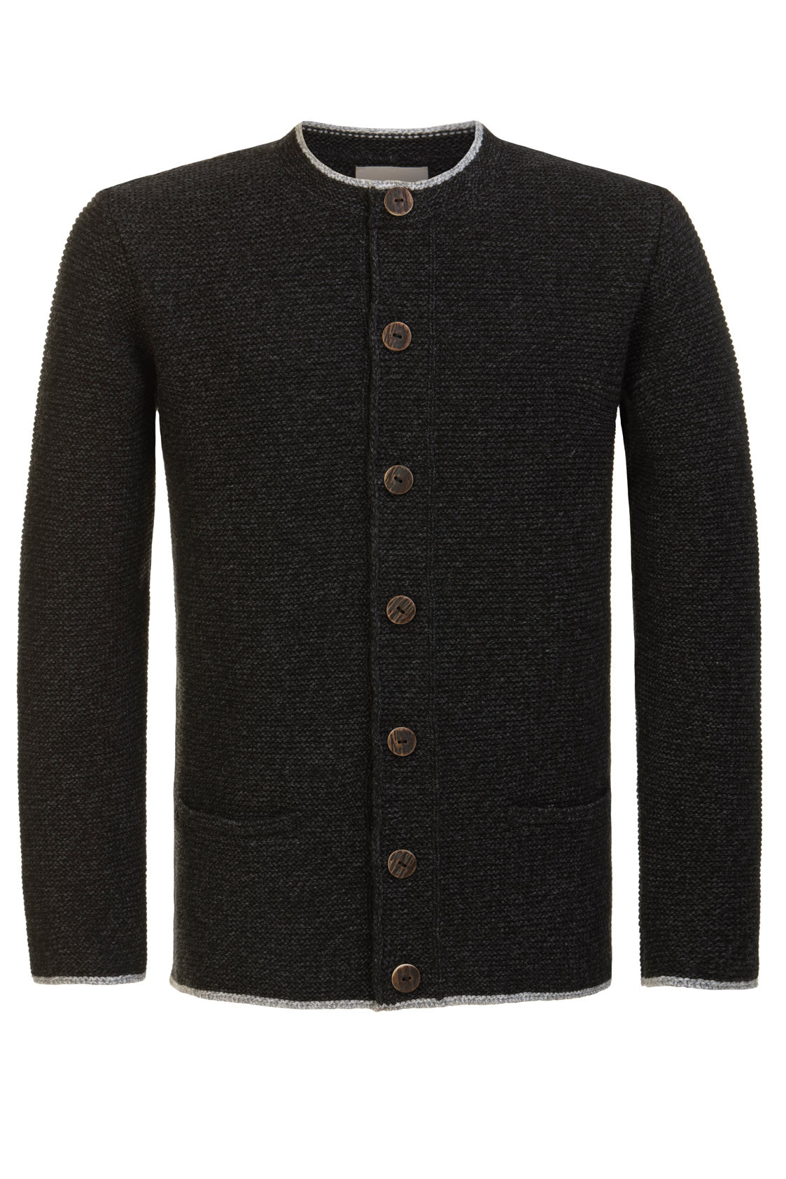 STRICKJACKE PETER MIT STEHKRAGEN ANTHRAZIT/ GRAU