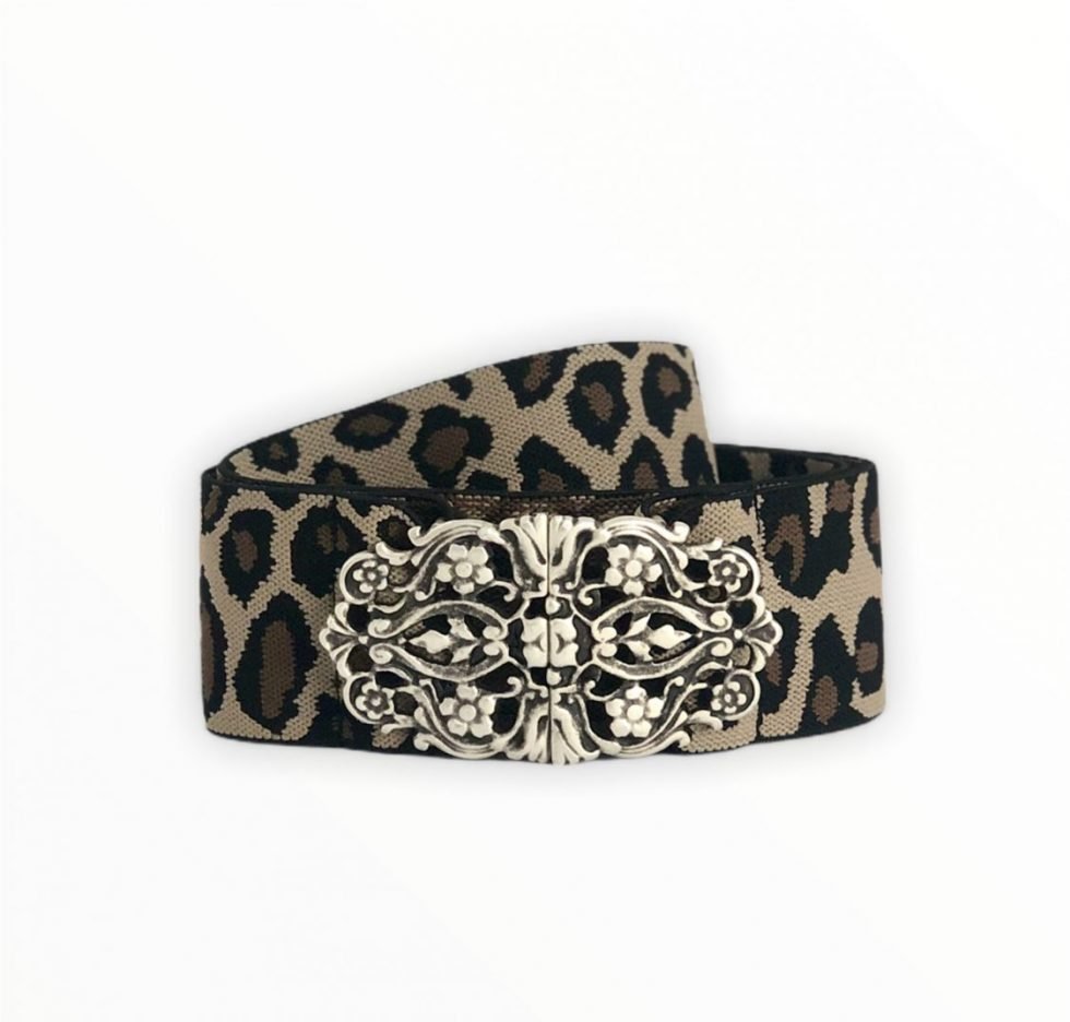 TRACHTENGÜRTEL STRETCH VINTAGE LEOPARD SILBER - JAN&INA Trachten