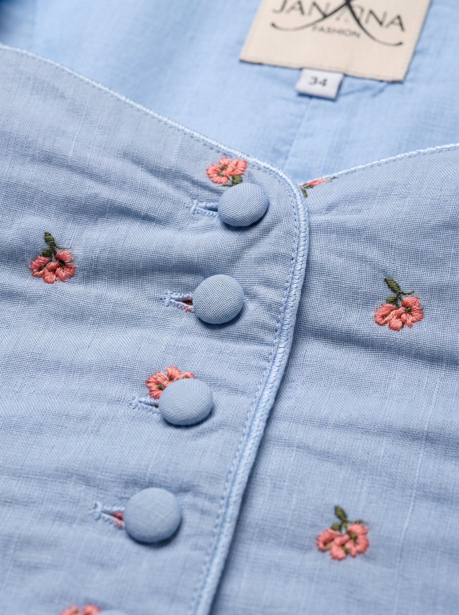 TRACHTENMIEDER LEINEN FLORAL EMBROIDERY HELLBLAU - JAN&INA Trachten