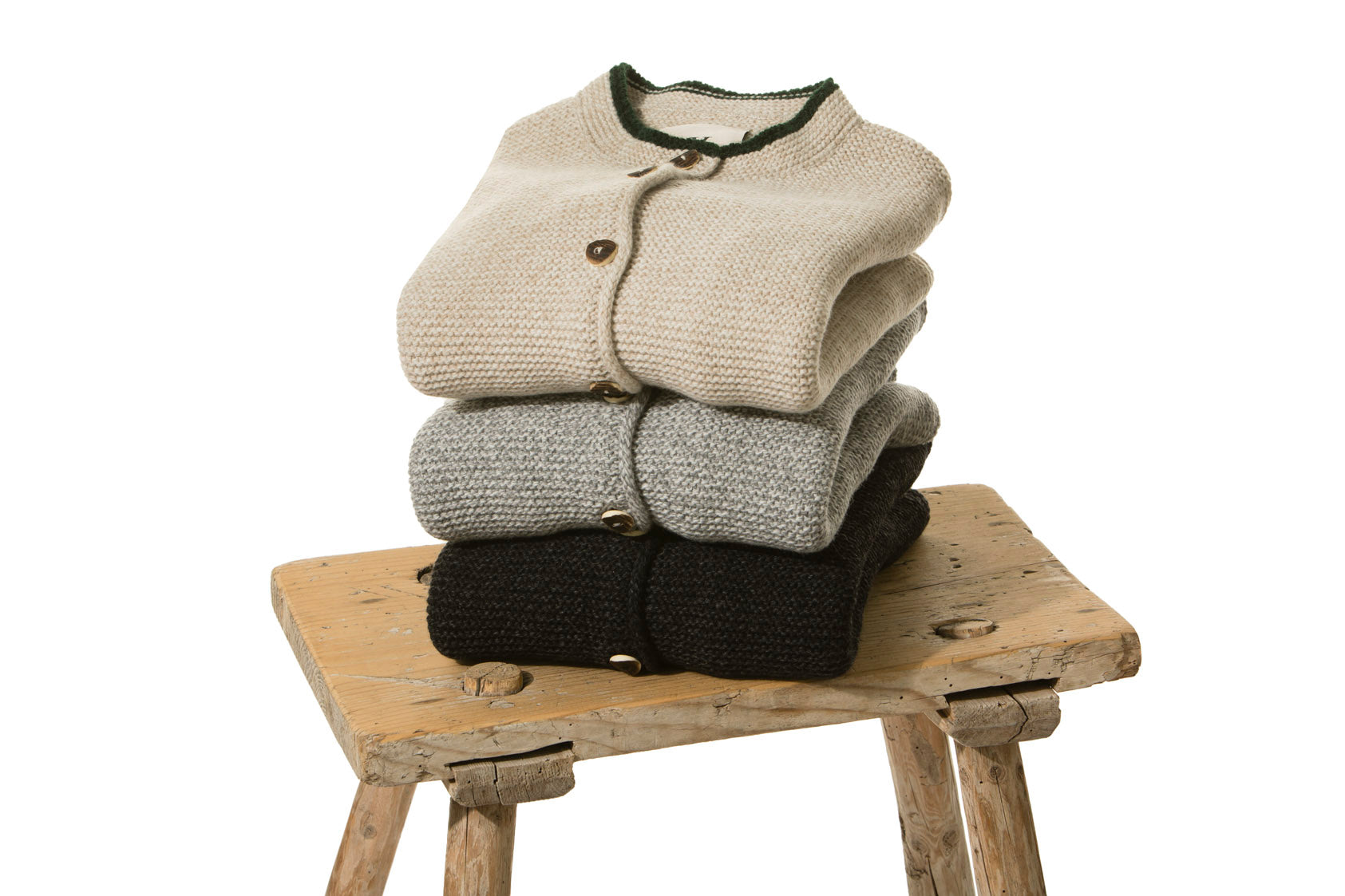 STRICKJACKE HEIDI MIT STEHKRAGEN GRAU-MELANGE/DUNKELBLAU