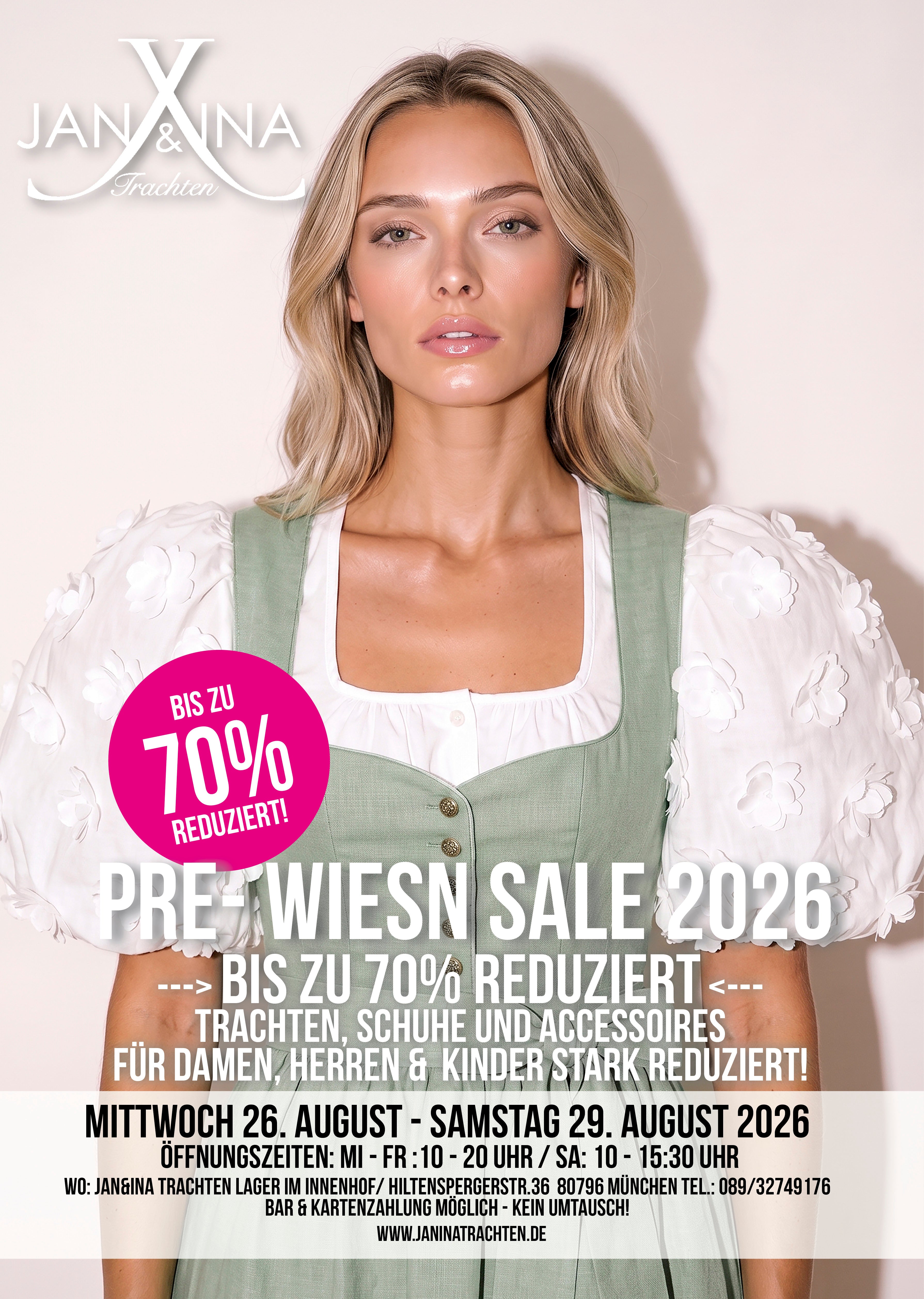 DER GROSSE PRE- WIESN SALE VON JAN&INA TRACHTEN IM AUGUST 2026
