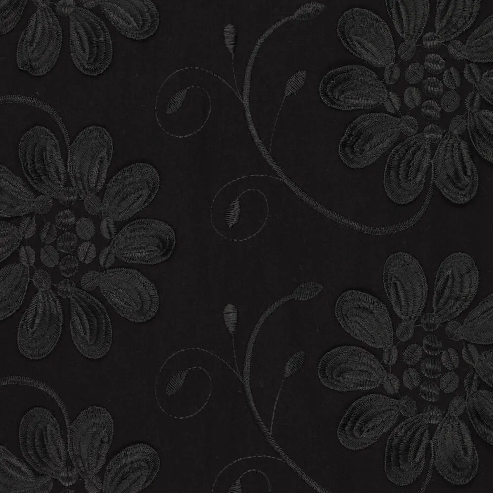 DIRNDLBLUSE KARREEAUSSCHNITT 3D FLOWERS PUFFÄRMEL SCHWARZ