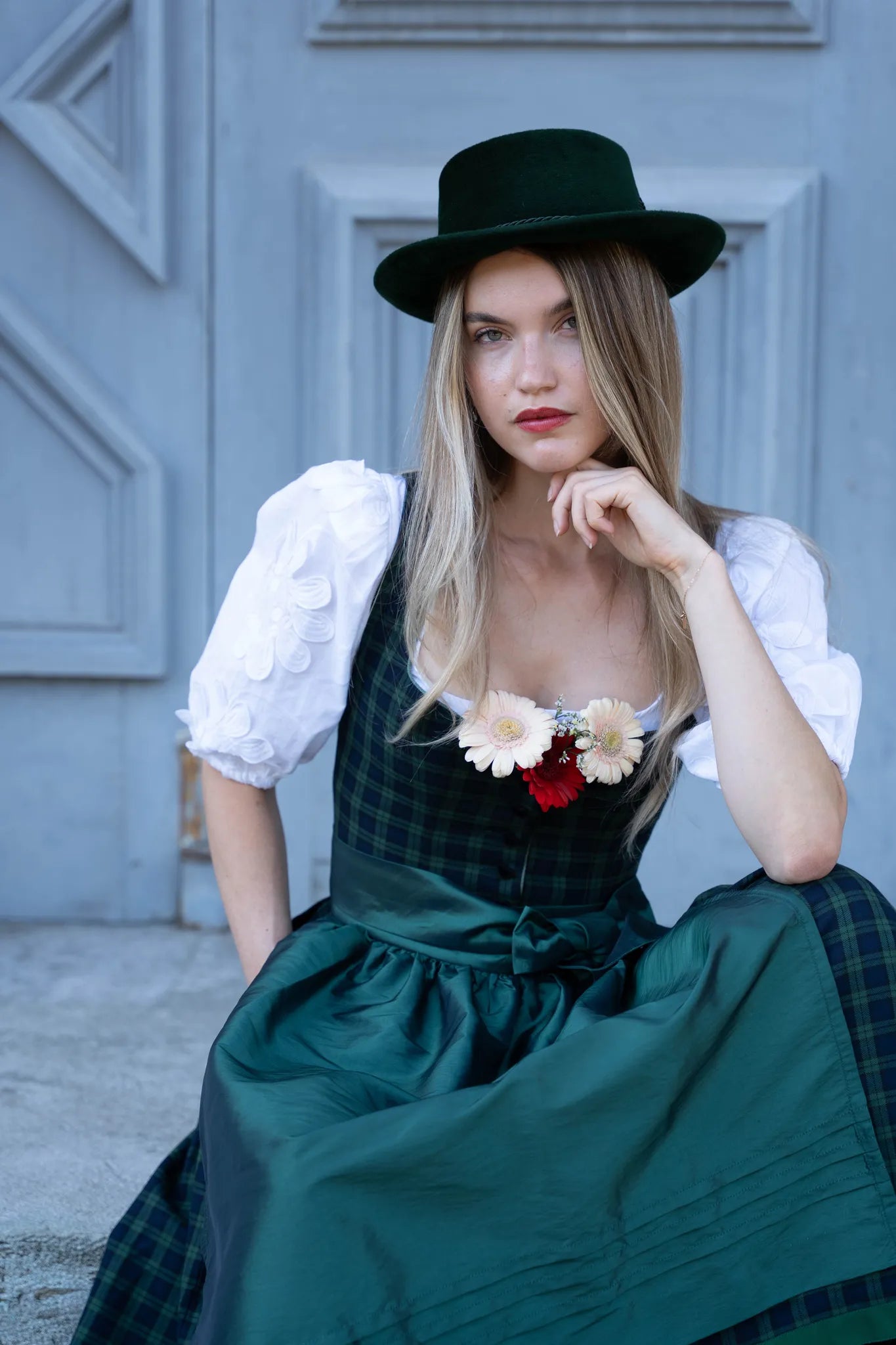KARO DIRNDL TARTAN LOVE DUNKELBLAU/ TANNENGRÜN