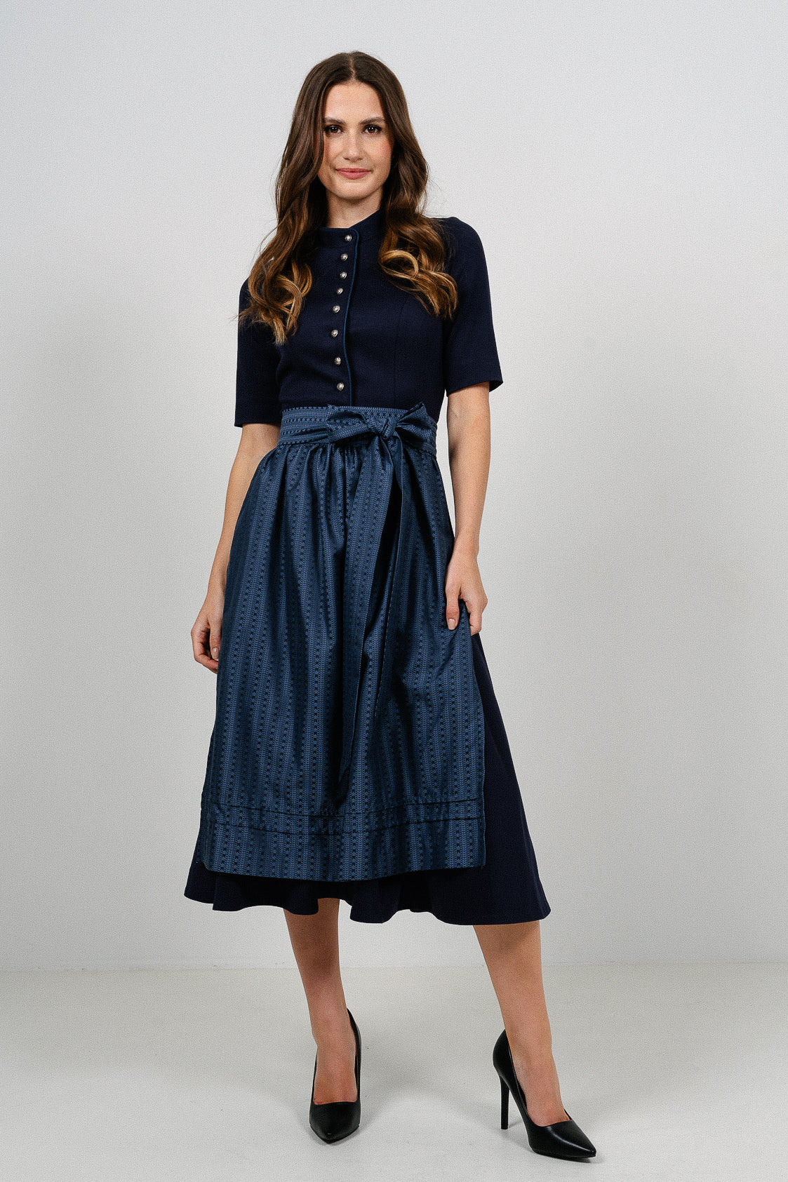 STRETCH DIRNDLKLEID CLASSY STEHKRAGEN 3/4 ARM MARINE